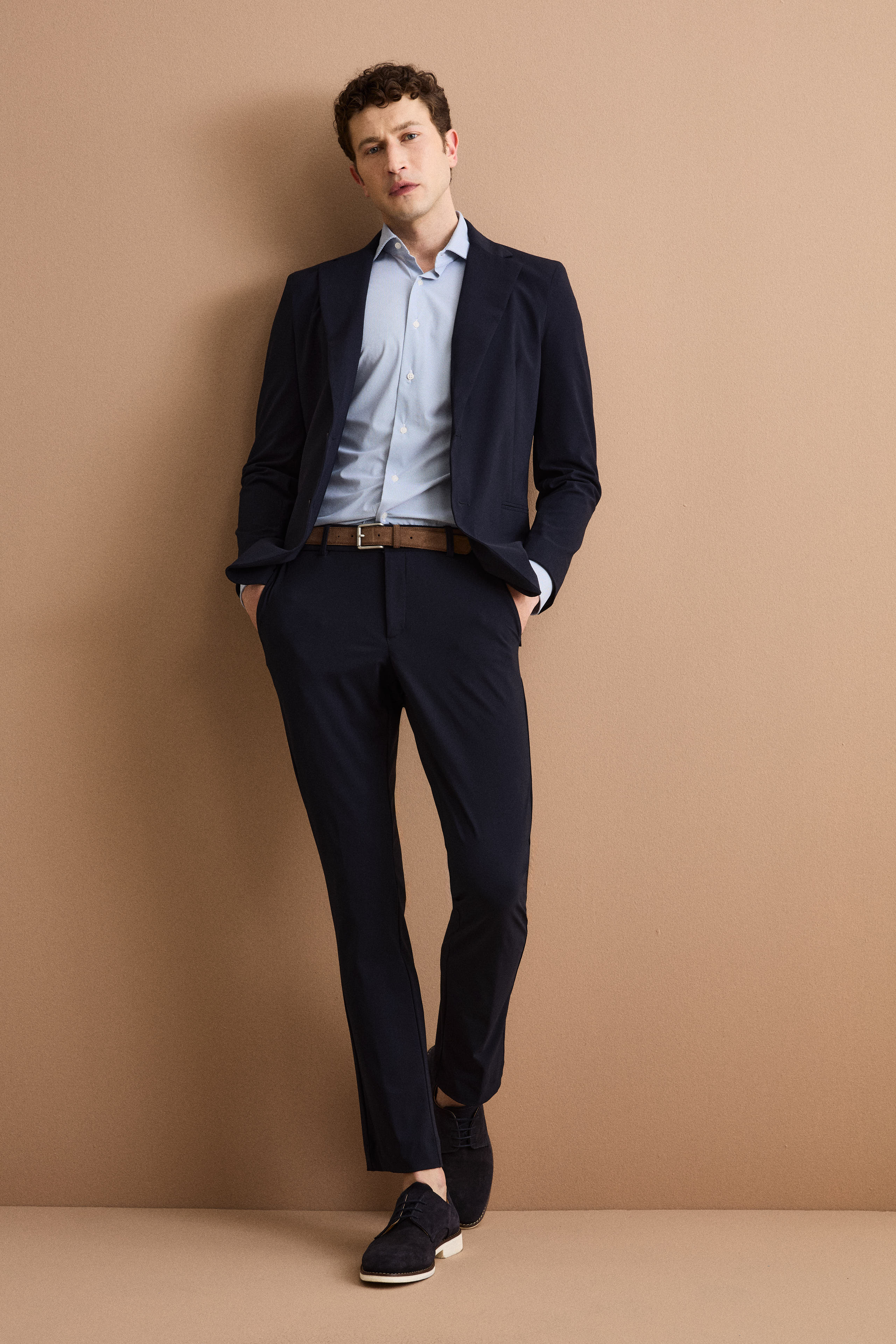 Abito Monopetto Semifoderato in Jersey - BLU CHIARO