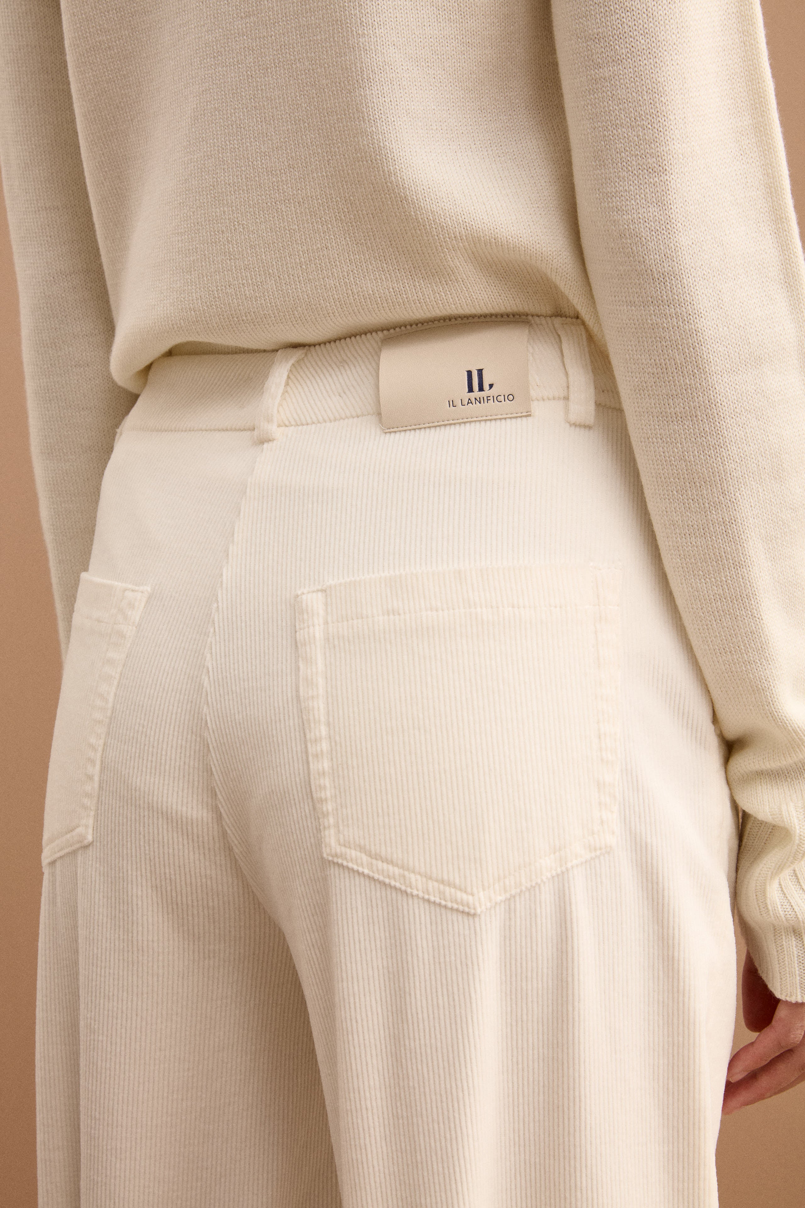 Pantalone in Velluto a Gamba Larga - PANNA