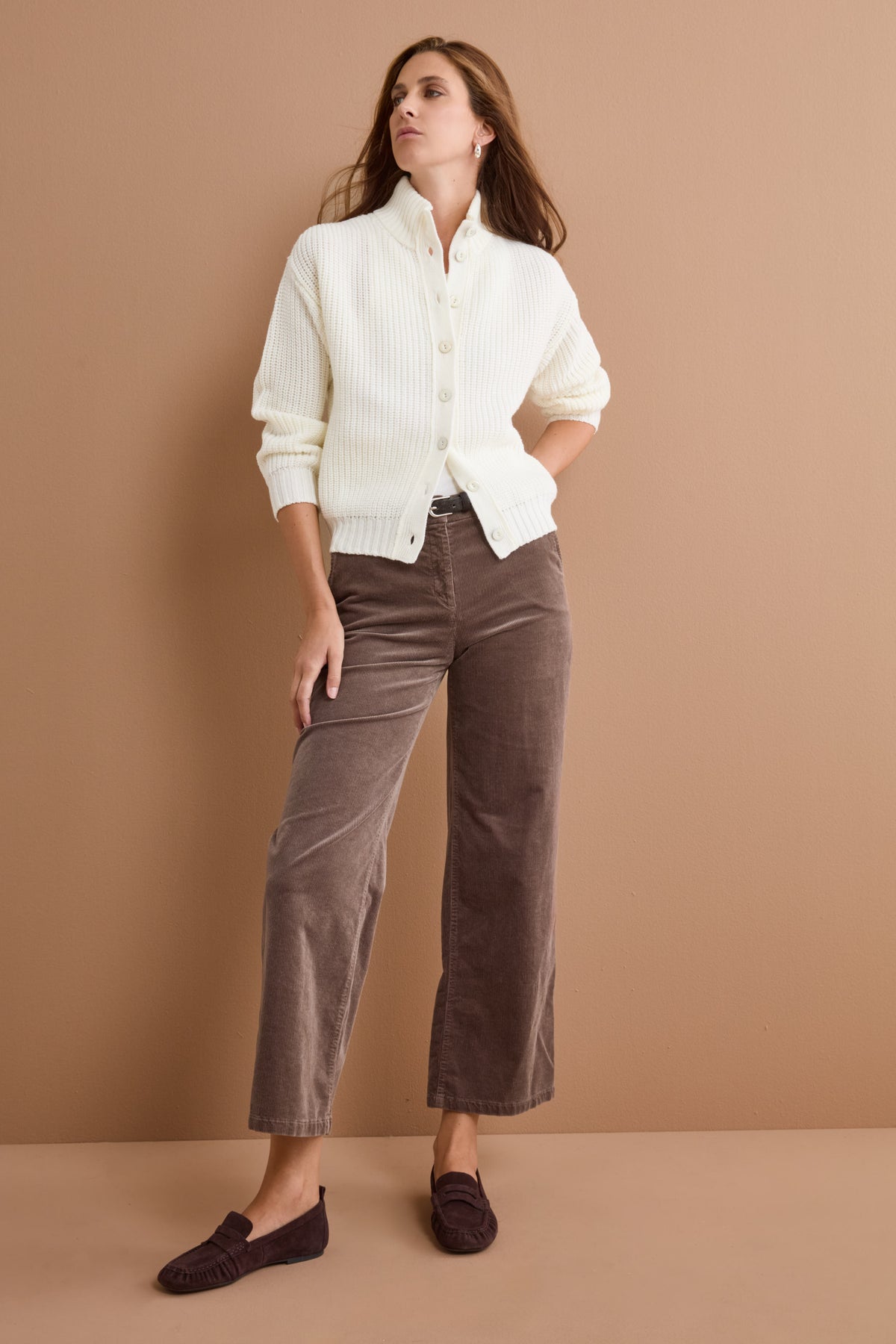 Pantalone in Velluto a Gamba Larga - VISONE