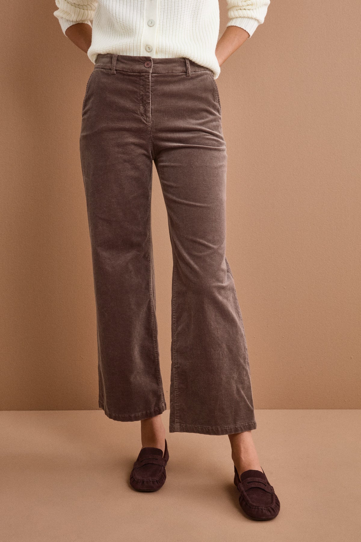 Pantalone in Velluto a Gamba Larga - VISONE