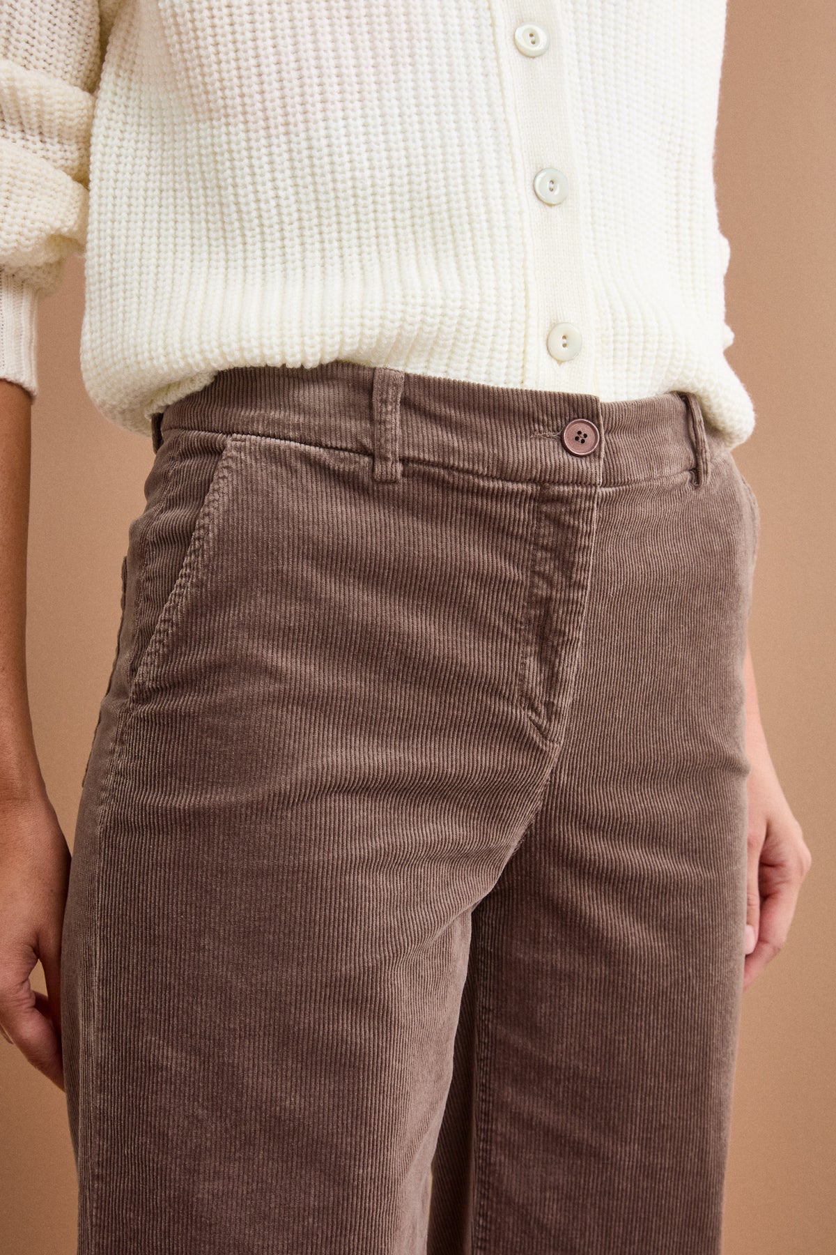 Pantalone in Velluto a Gamba Larga - VISONE