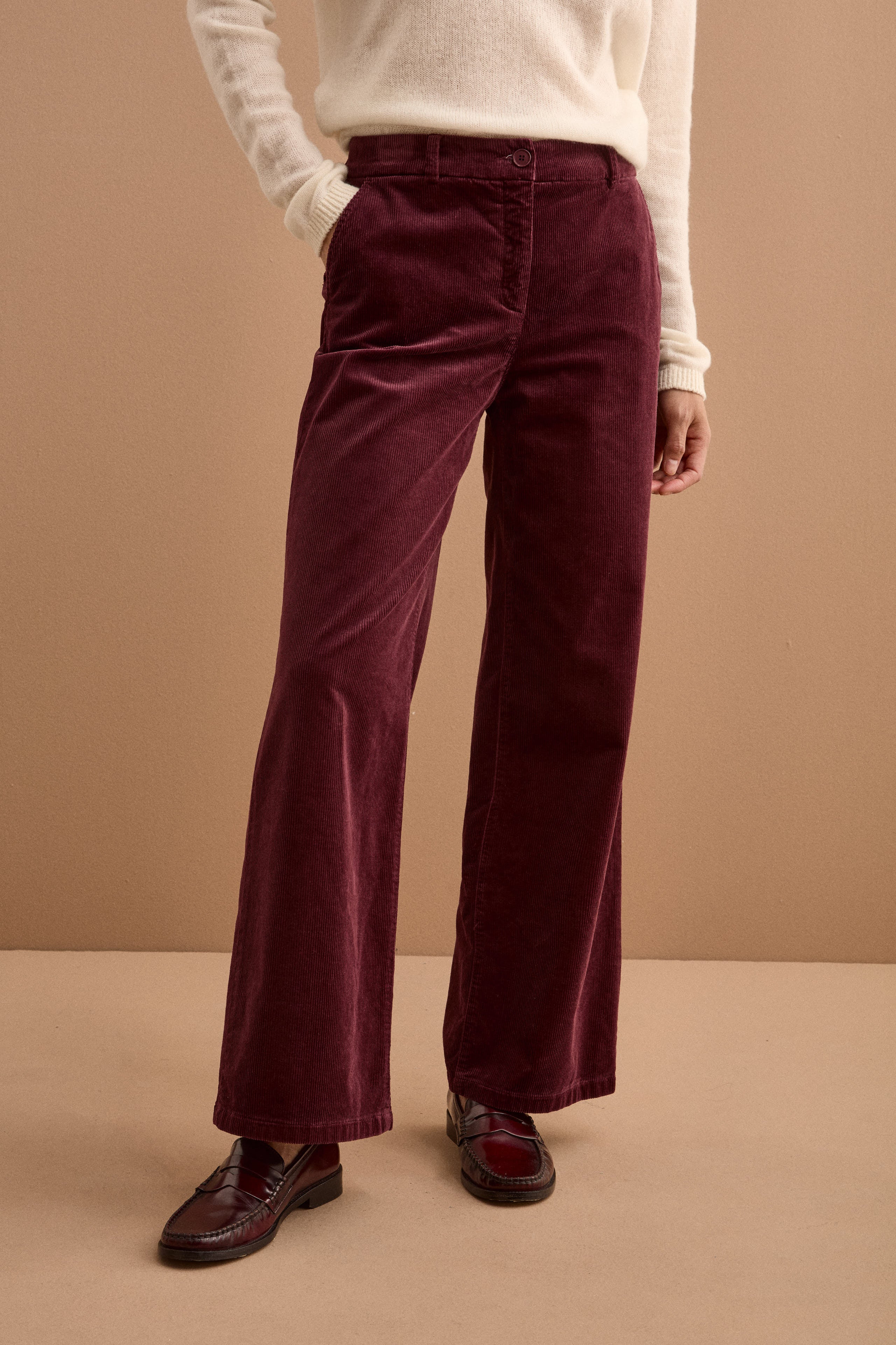 Pantalone in Velluto a Gamba Larga - BORDEAUX