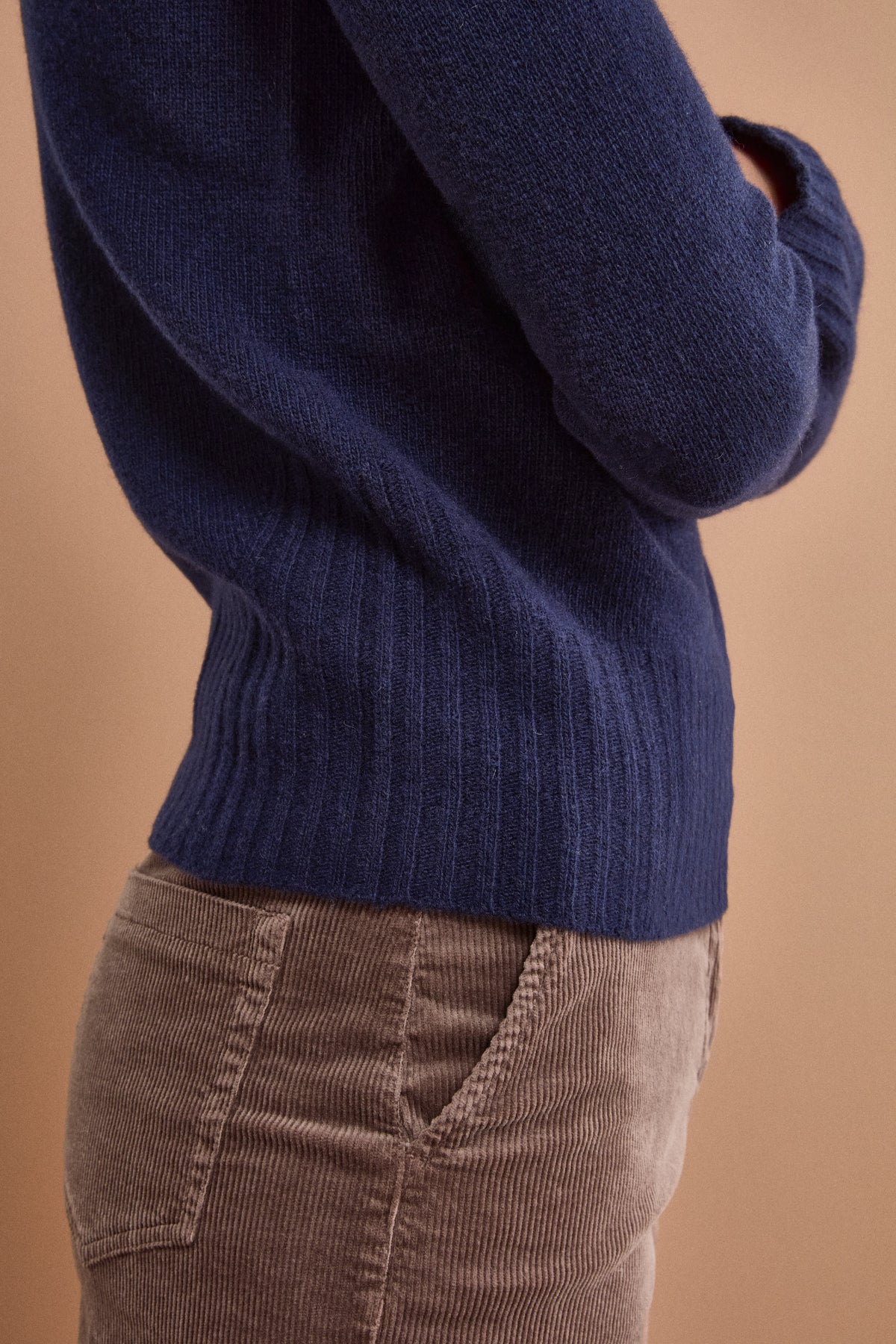 Dolcevita Raglan in Lana e Cashmere con Collo a Coste - BLU