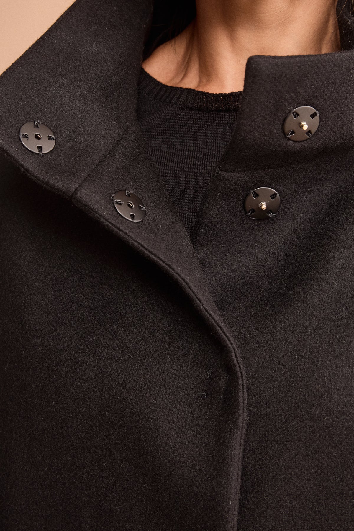 Cappotto Corto Sfoderato in Puro Cashmere - NERO