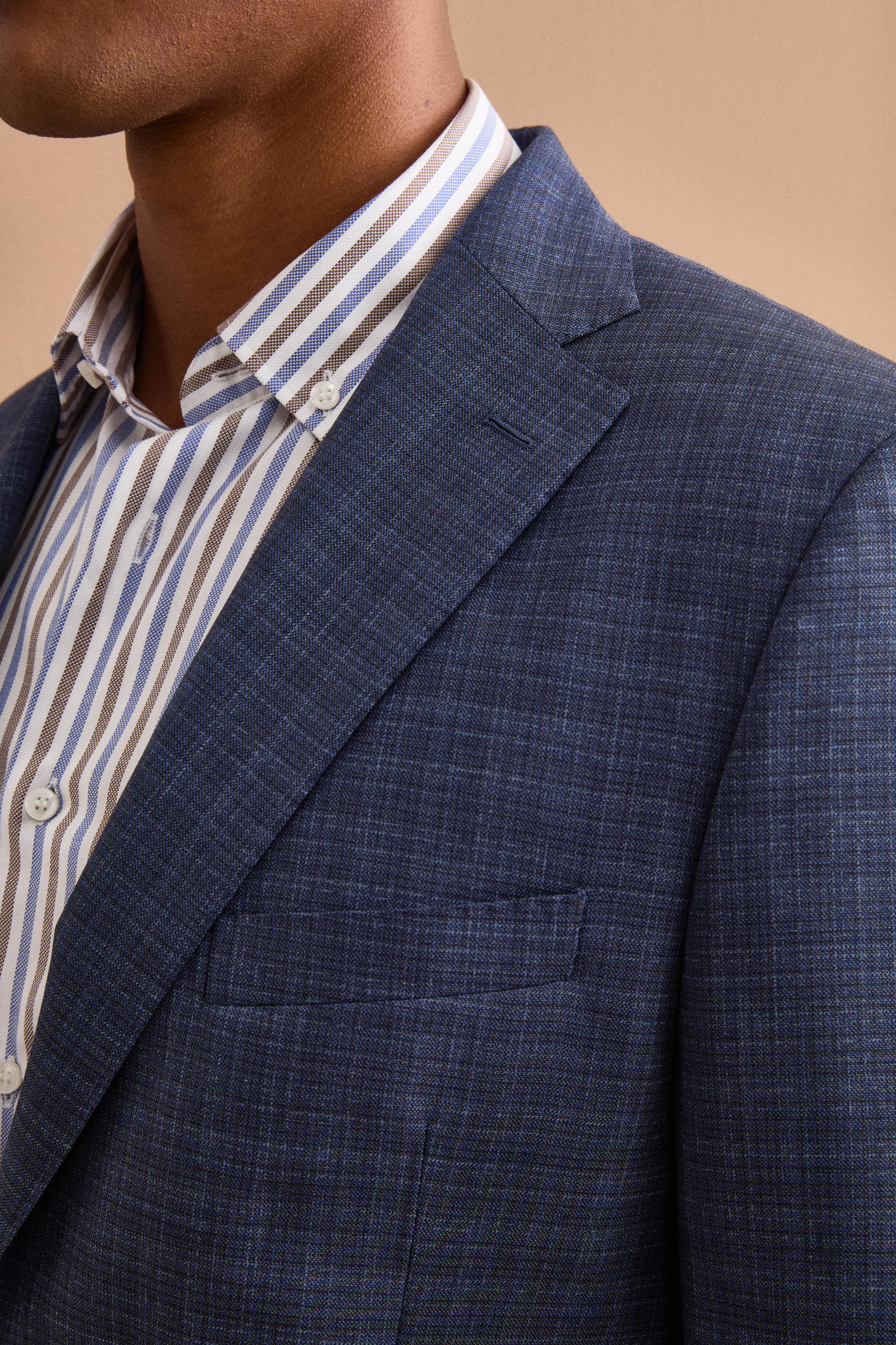 Abito Check Comfort Fit in Lana Vergine - FANT. BLU