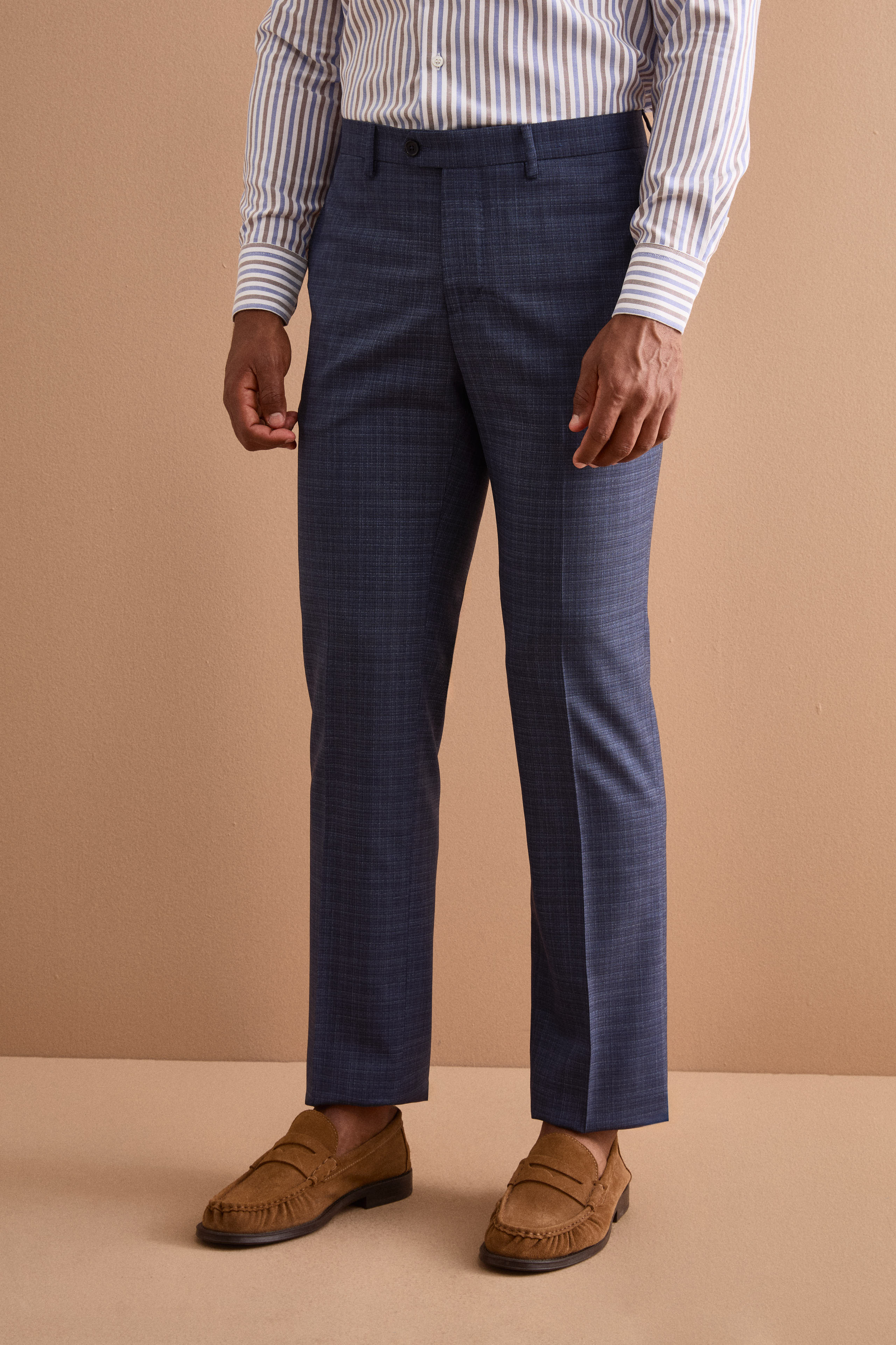 Abito Check Comfort Fit in Lana Vergine - FANT. BLU