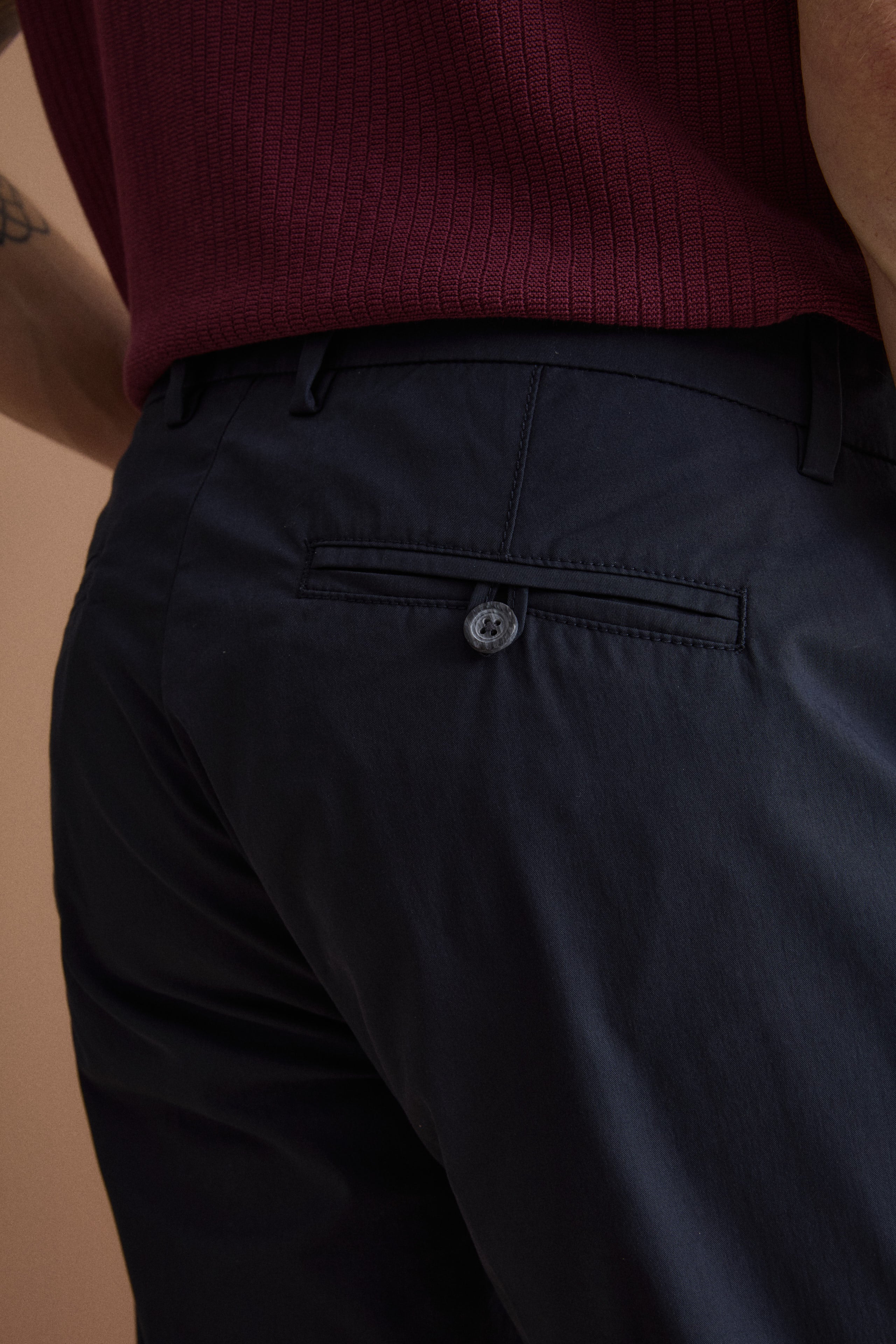Pantalone Tecnico con Pinces in Misto Cotone - BLU