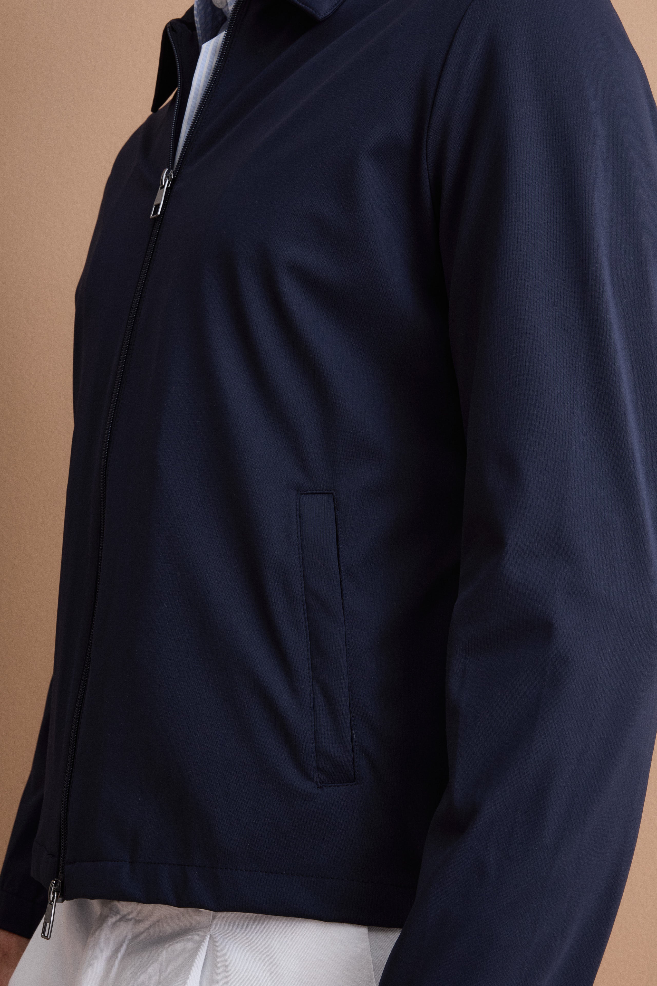 Giubbino Worker in Jersey con Zip - BLU