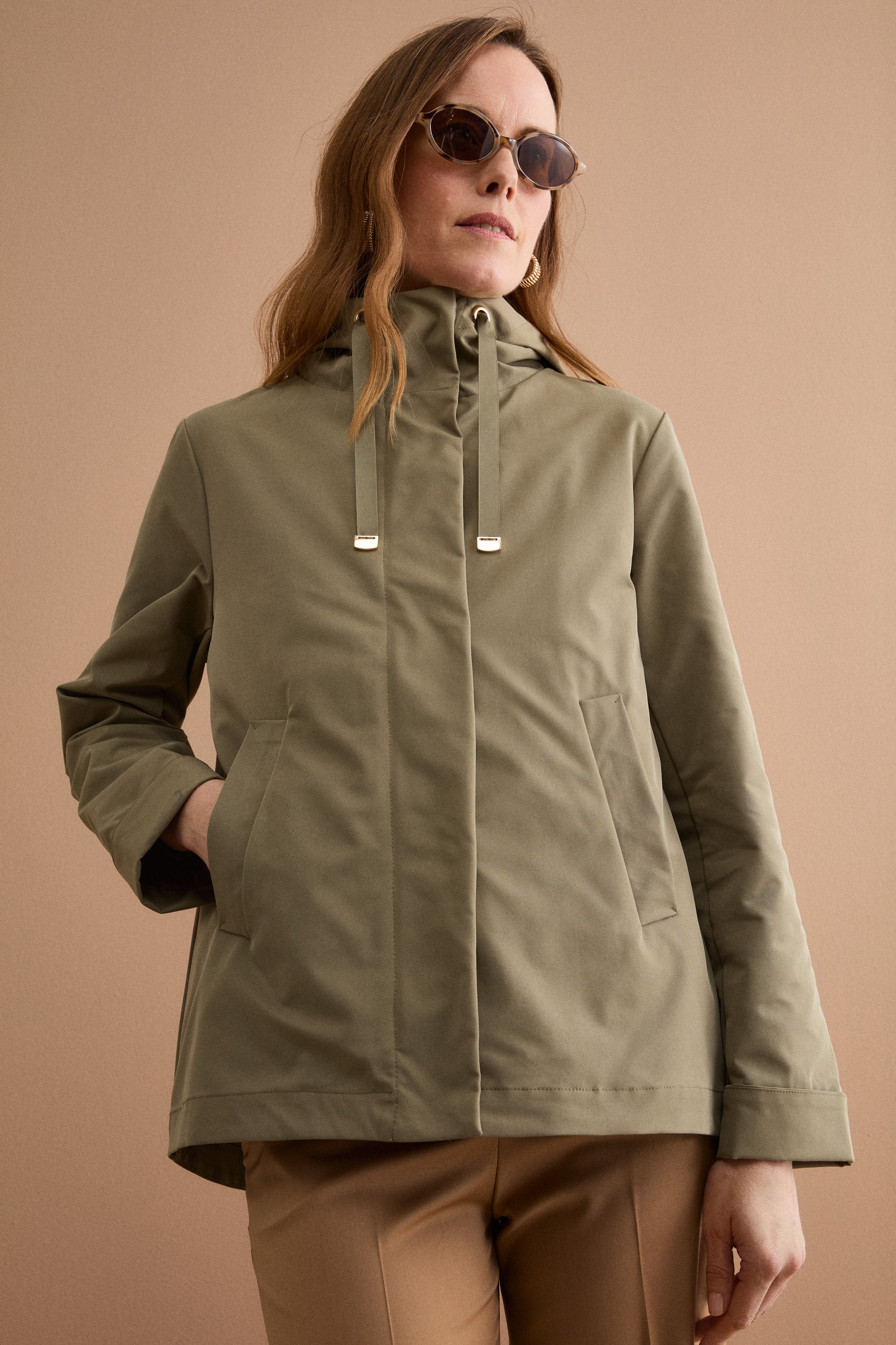 Giubbotto Impermeabile con Cappuccio e Gilet Removibile - VERDE MILITARE