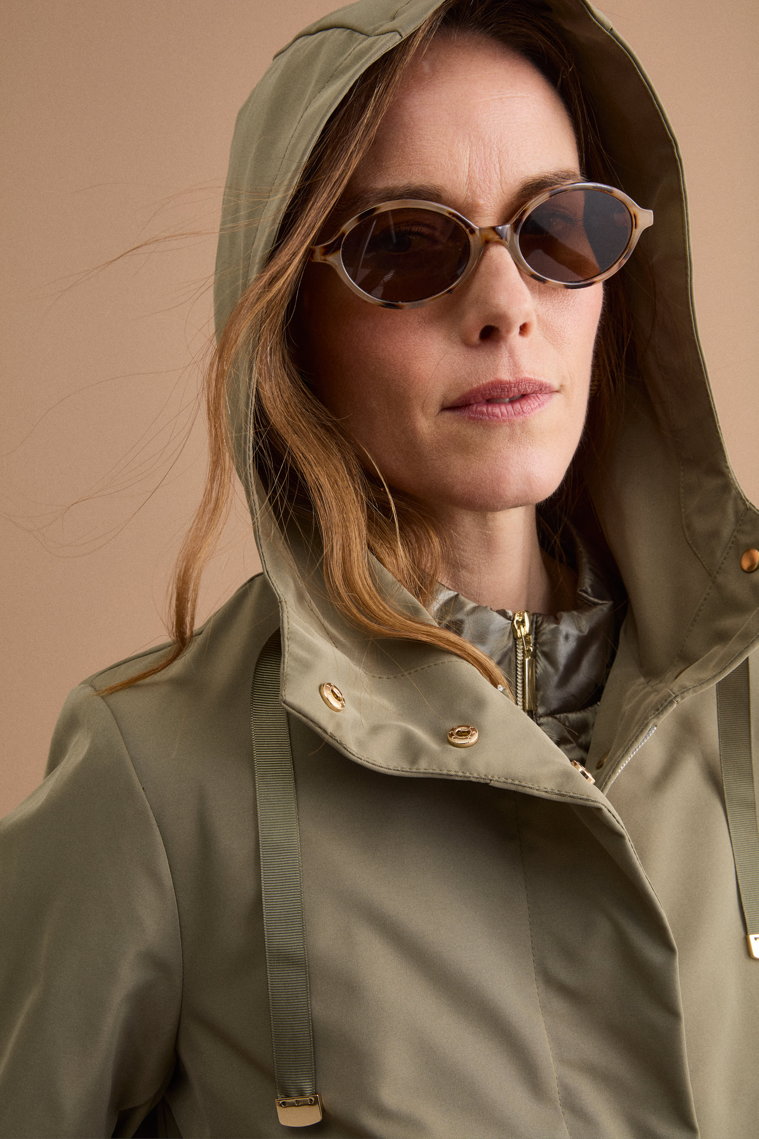 Giubbotto Impermeabile con Cappuccio e Gilet Removibile - VERDE MILITARE