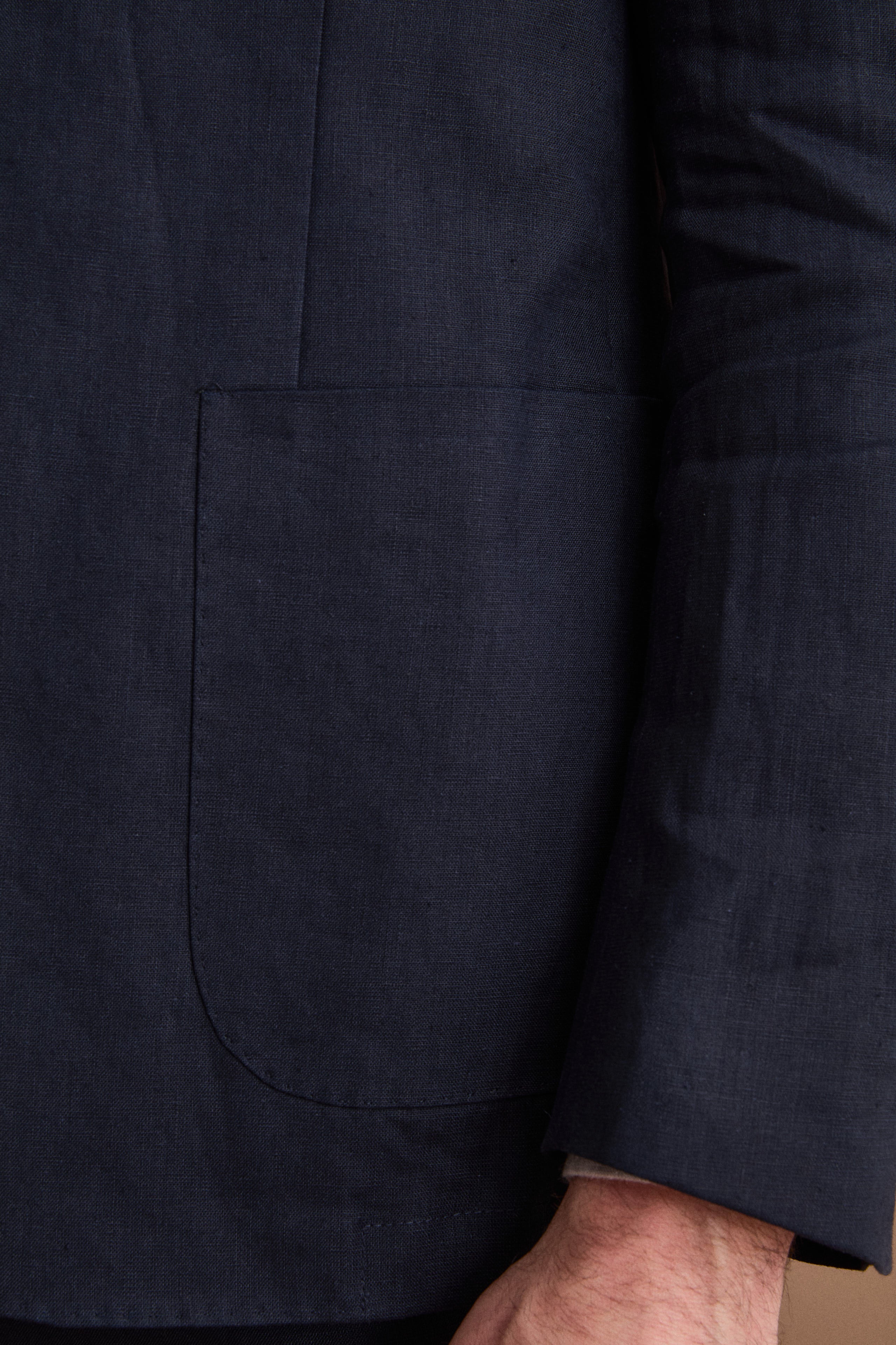 Abito Regular Fit Monopetto in Lino - NAVY
