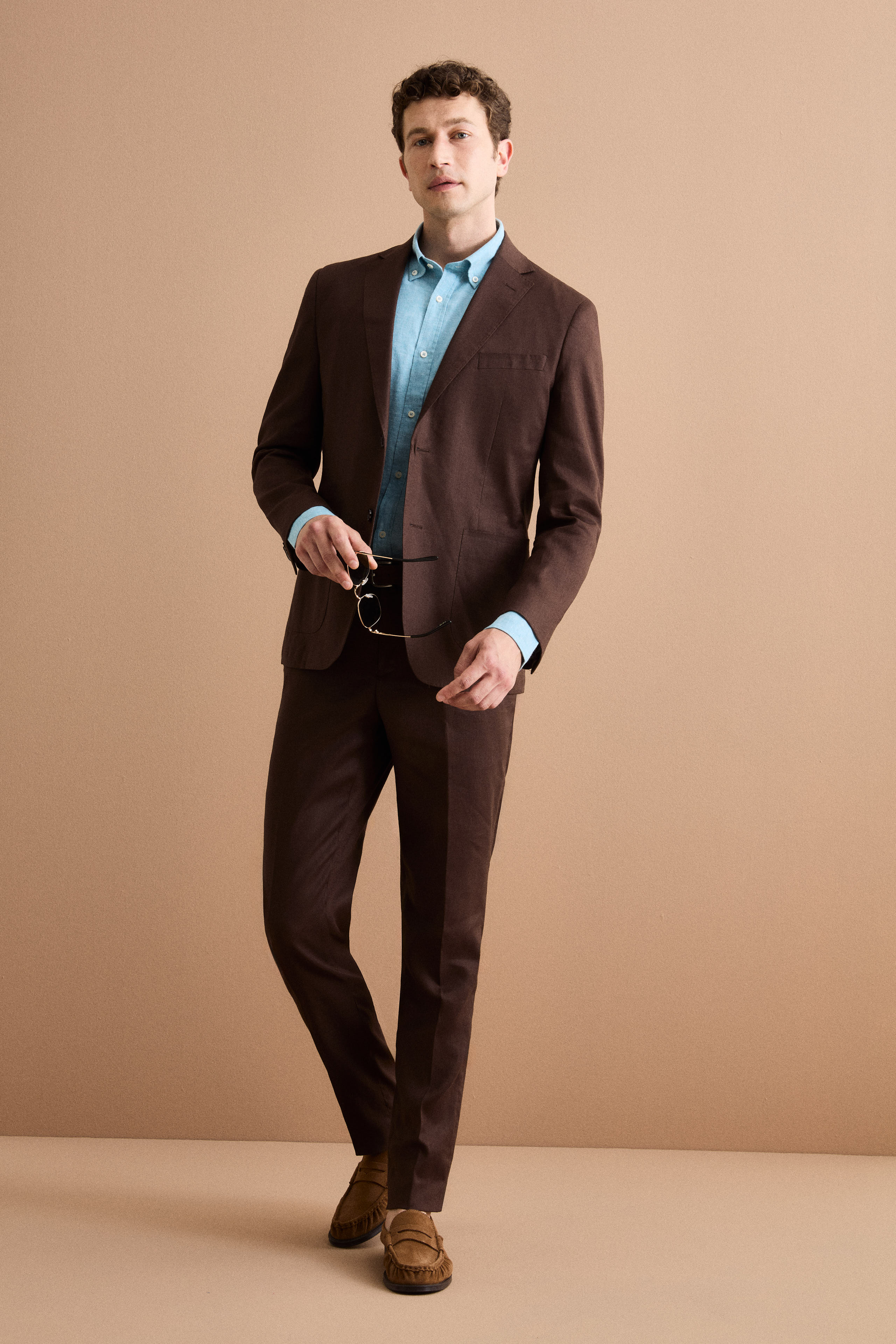 Abito Regular Fit Monopetto in Lino - T.MORO