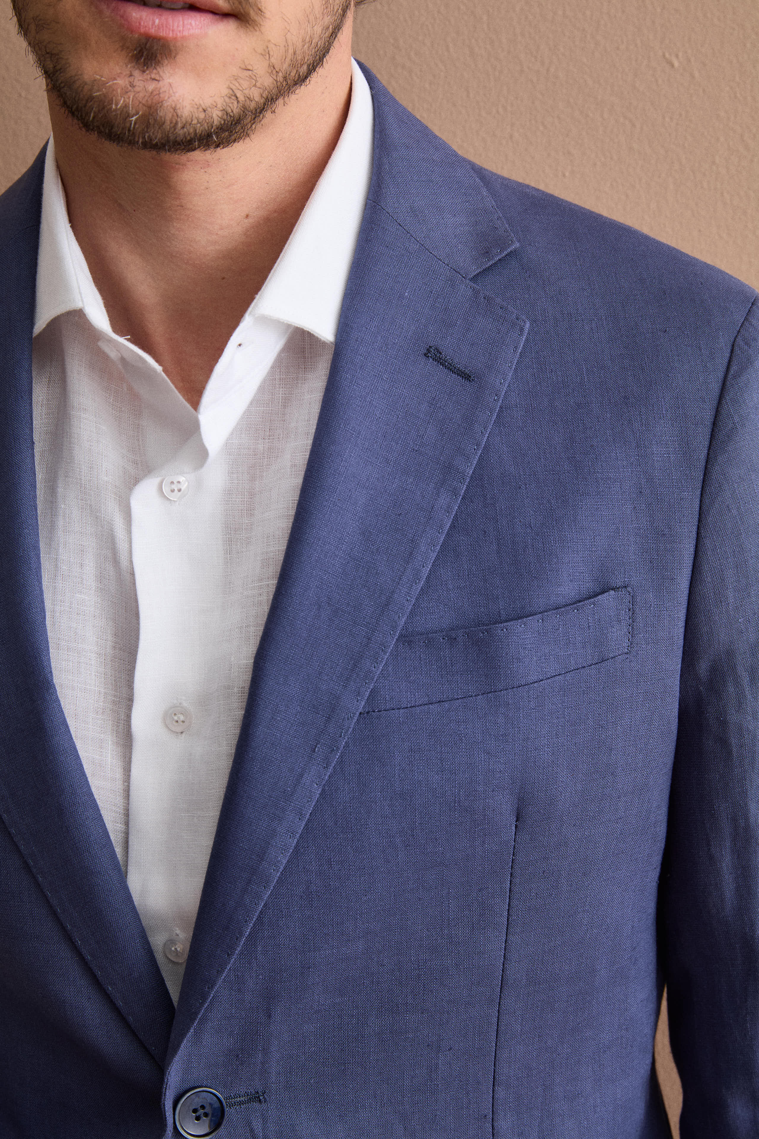 Abito Slim Fit Semifoderato in Lino - BLU