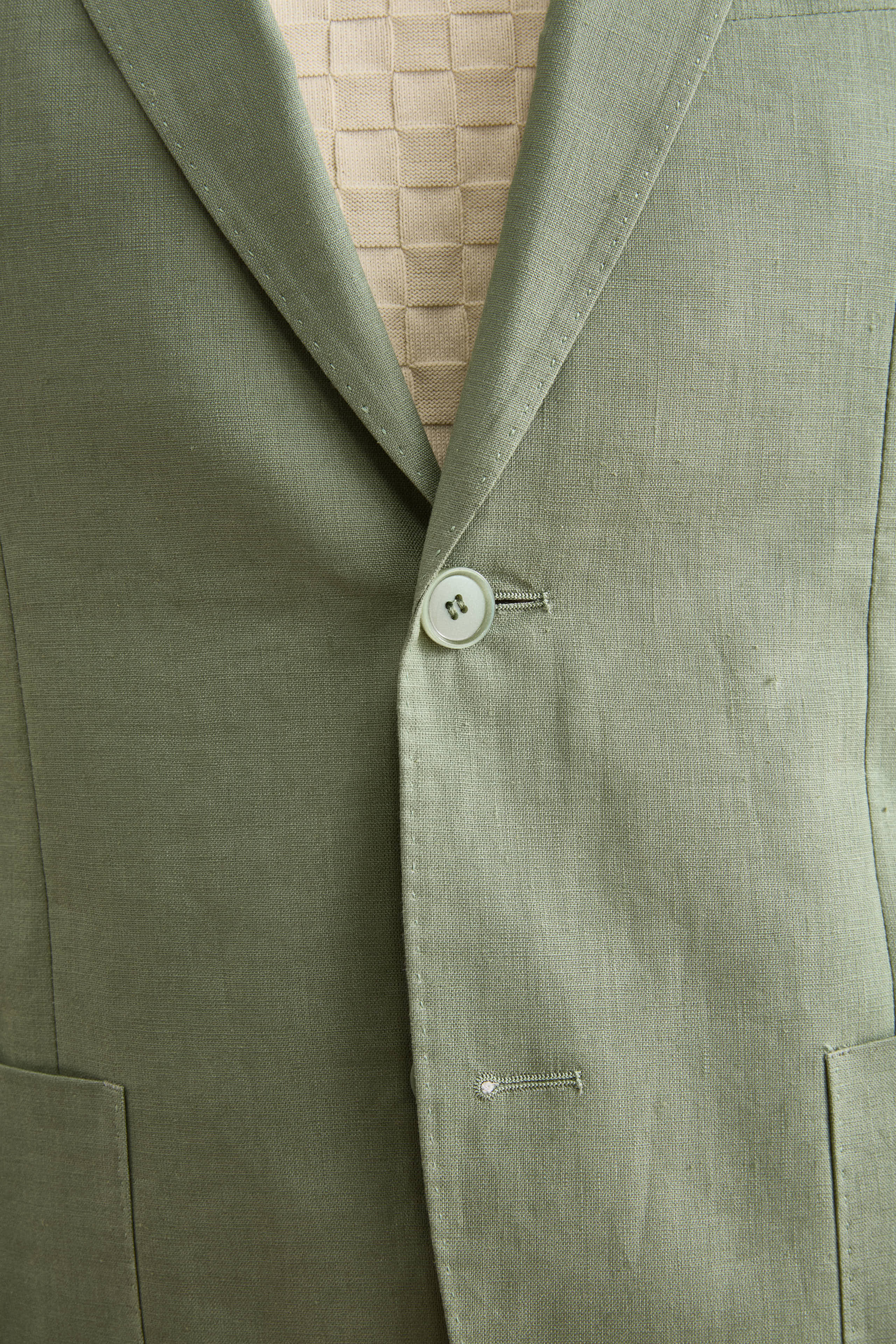 Abito Slim Fit Semifoderato in Lino - SALVIA