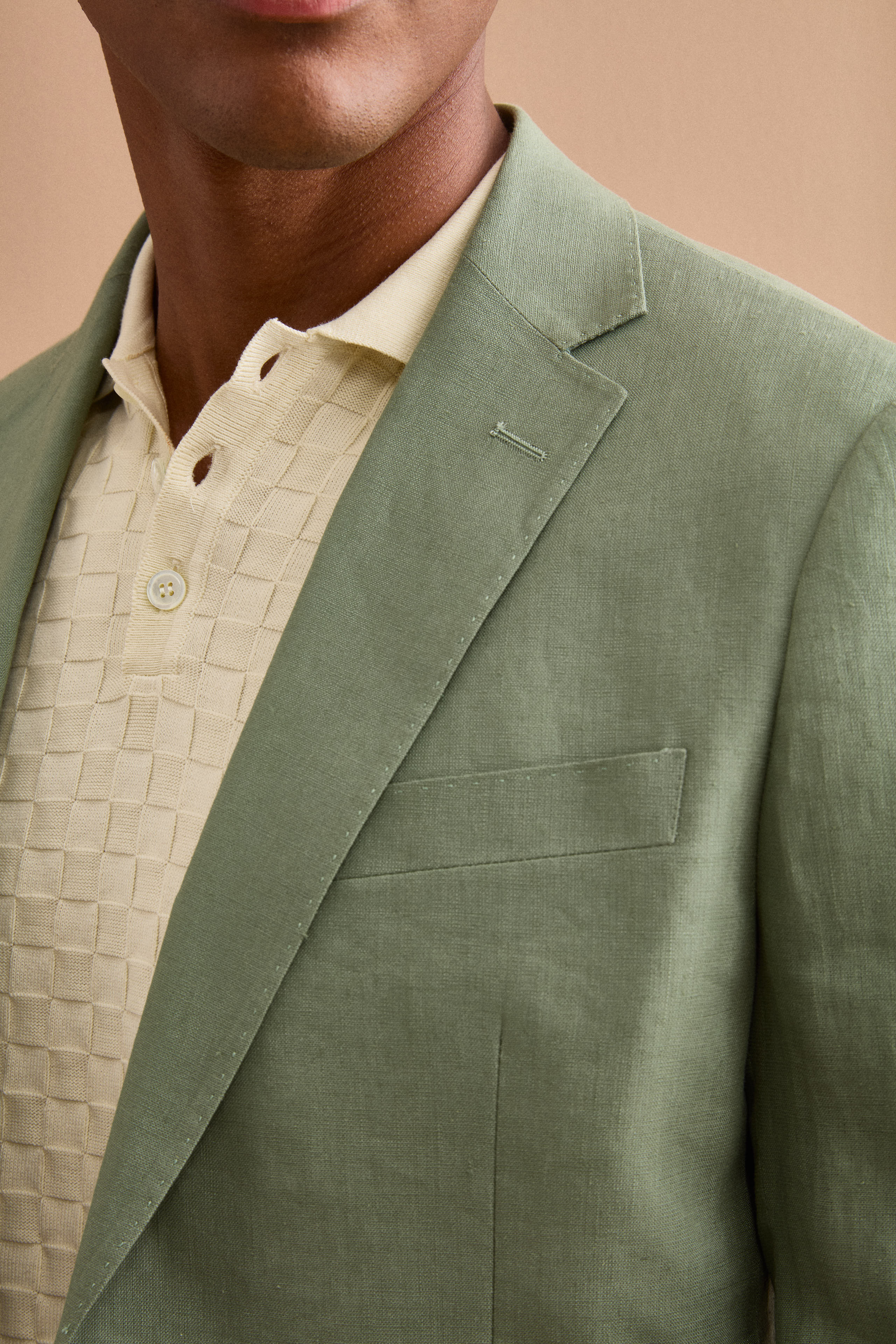 Abito Slim Fit Semifoderato in Lino - SALVIA