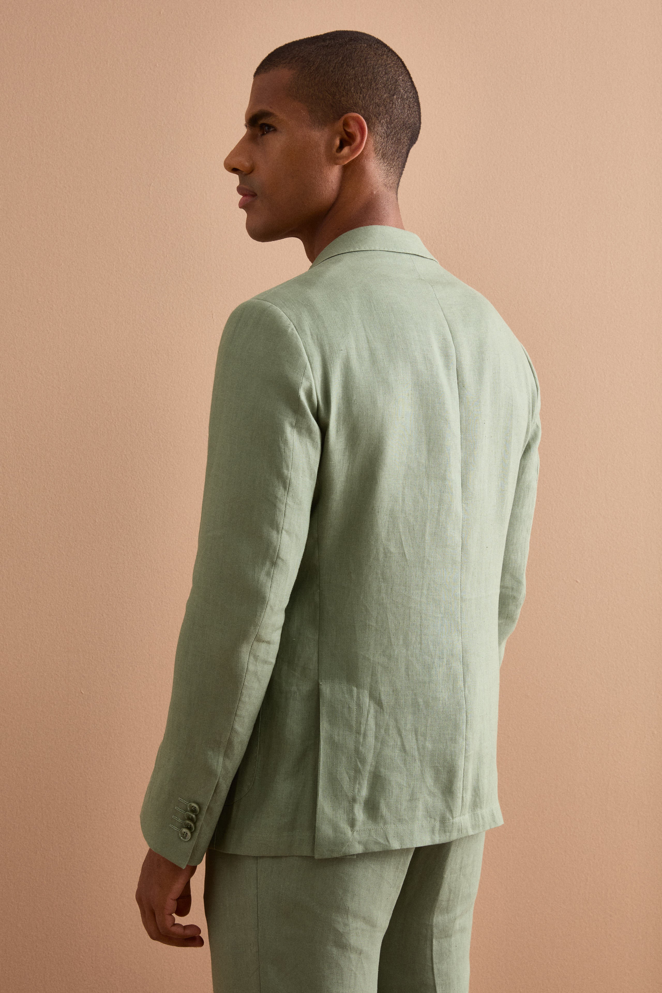 Abito Slim Fit Semifoderato in Lino - SALVIA