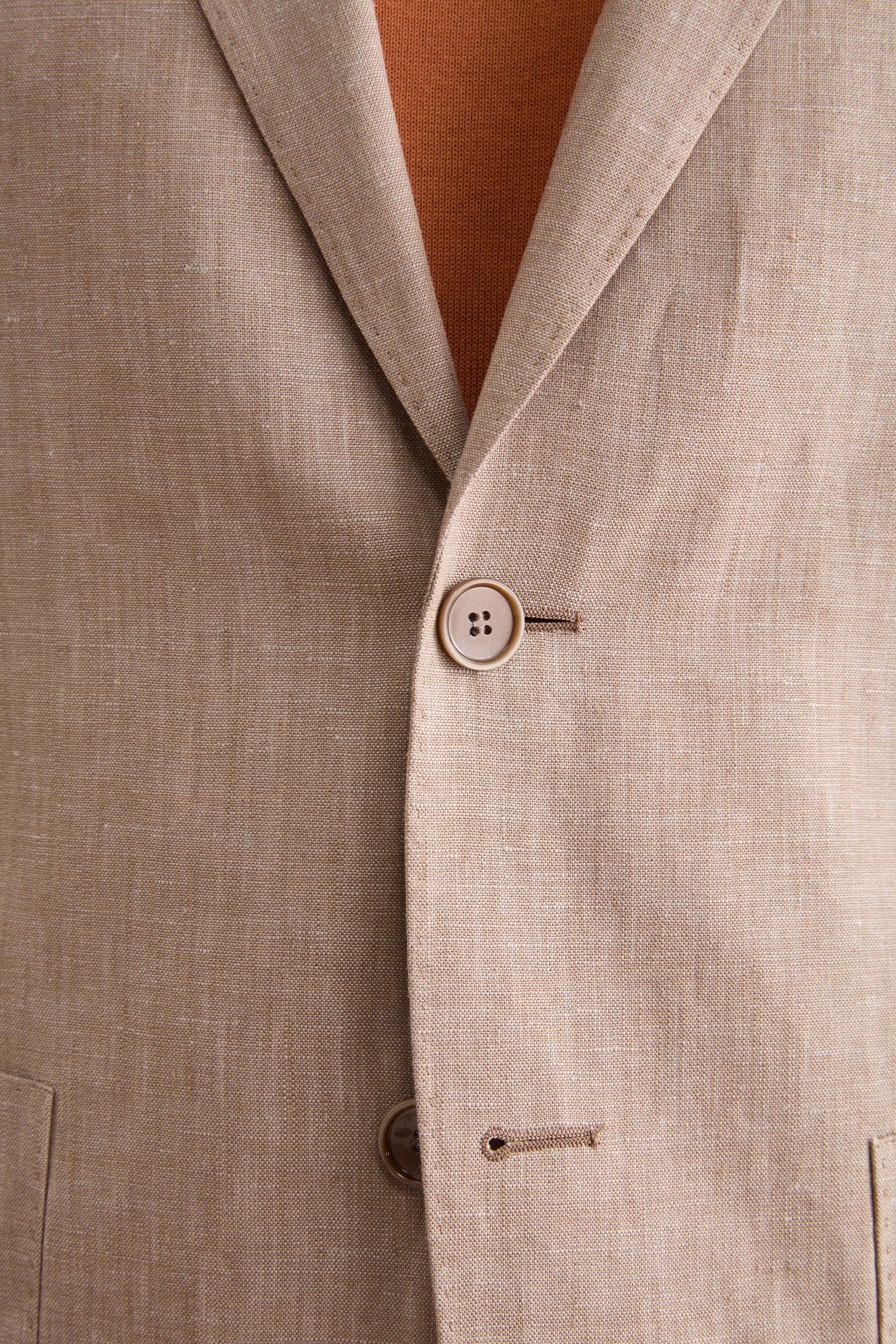 Abito Slim Fit Monopetto Semifoderato in Lino Melange - CAFFE
