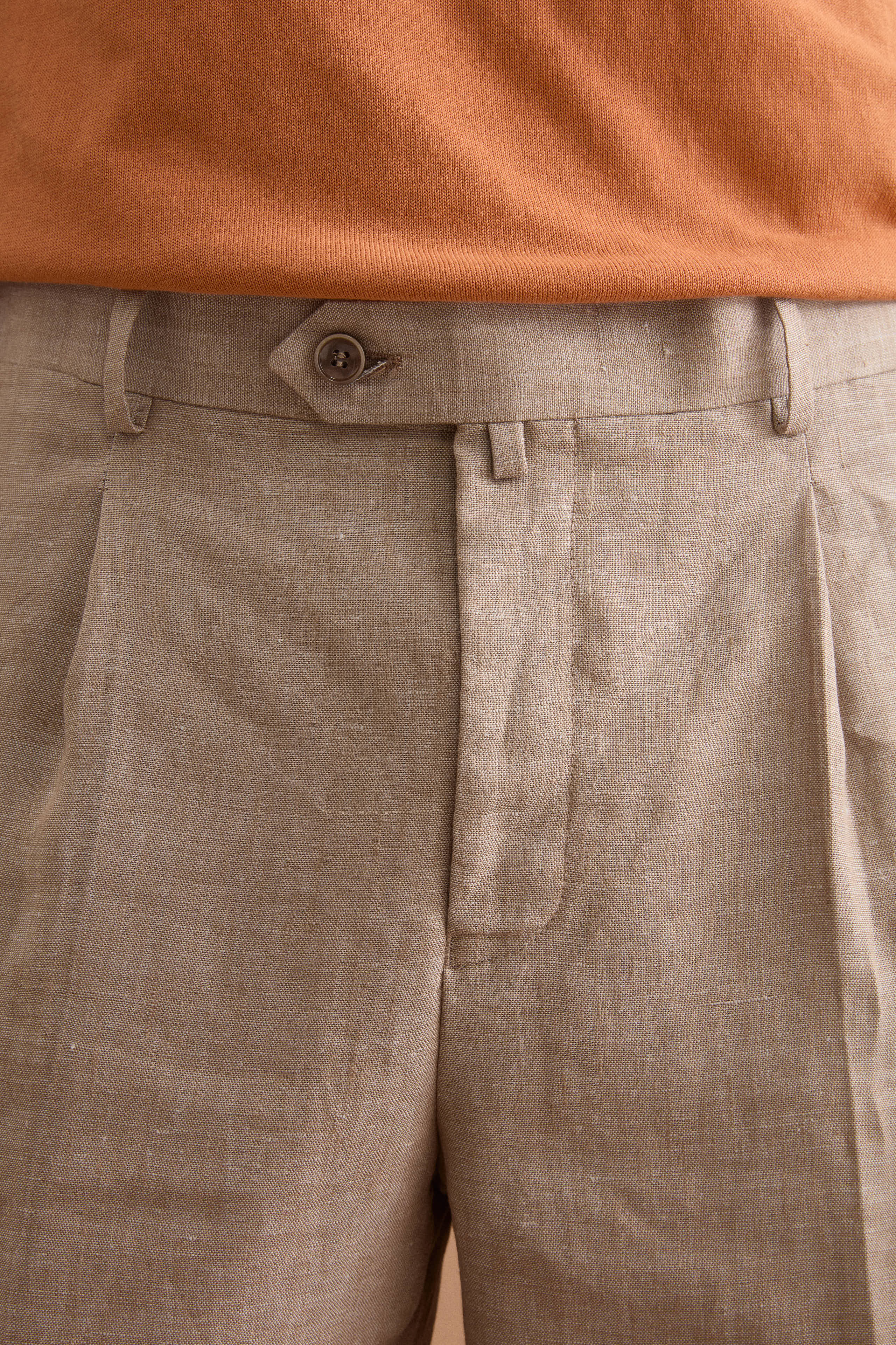 Abito Slim Fit Monopetto Semifoderato in Lino Melange - CAFFE