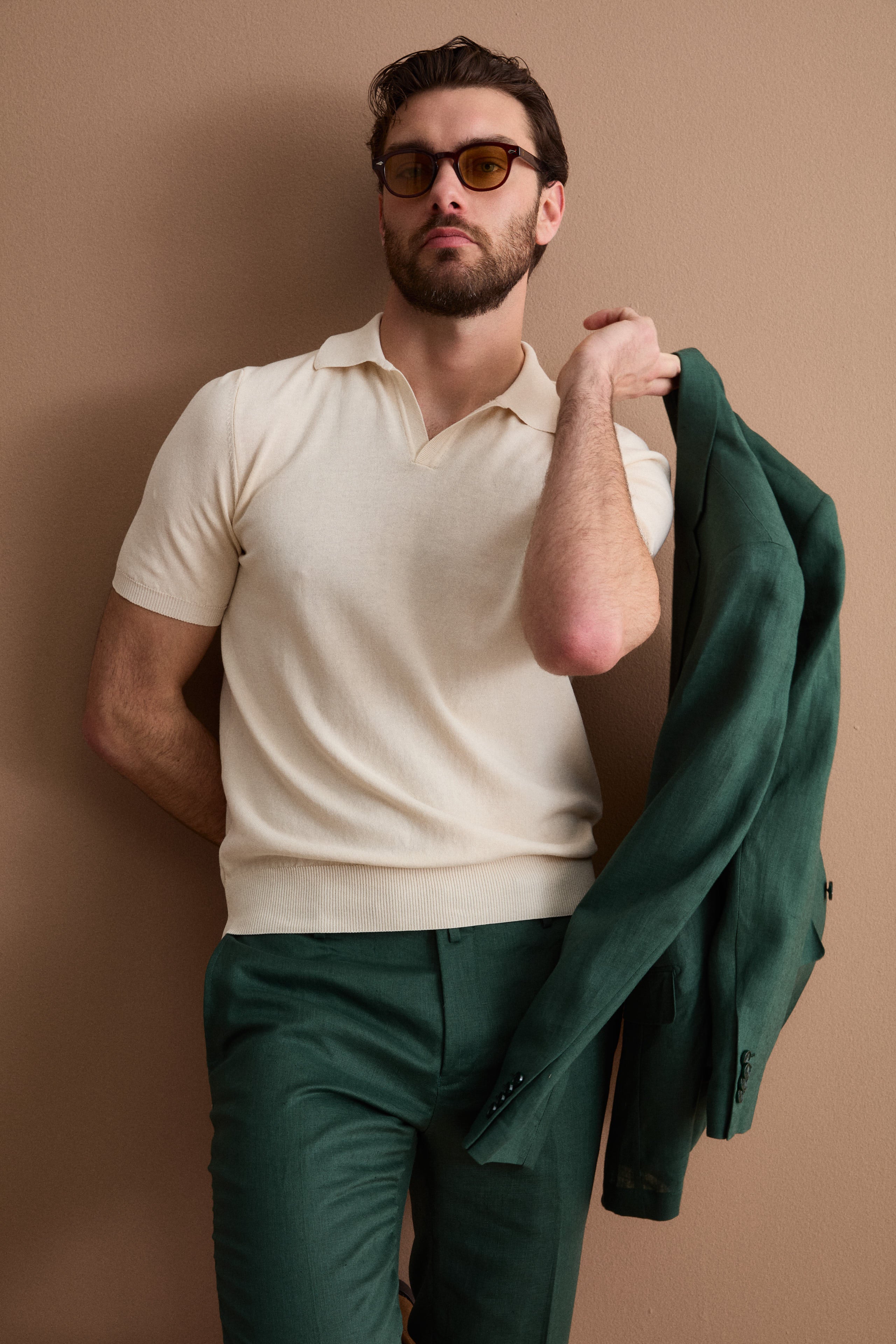 Abito Monopetto Comfort Fit in Puro Lino - VERDE