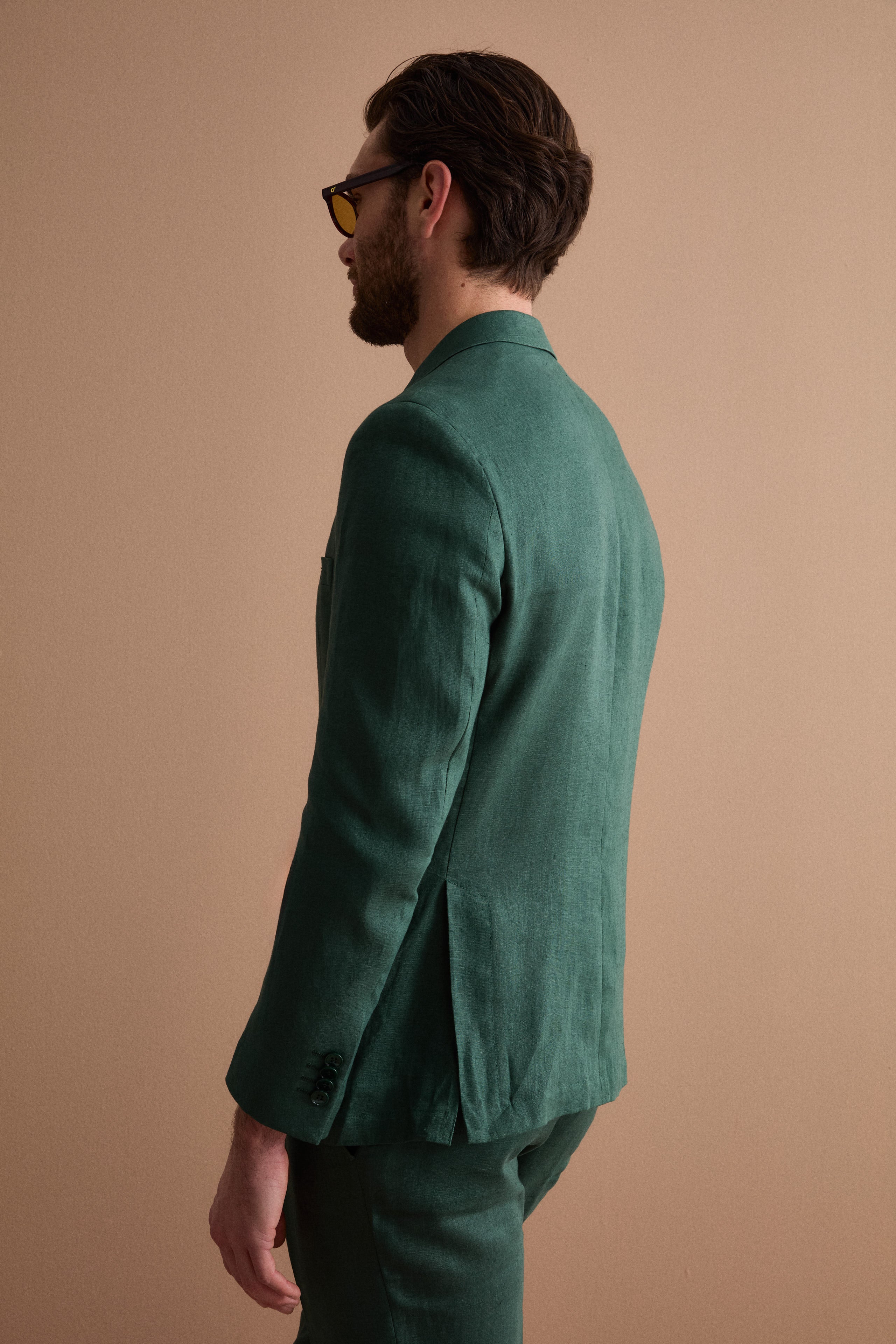 Abito Monopetto Comfort Fit in Puro Lino - VERDE