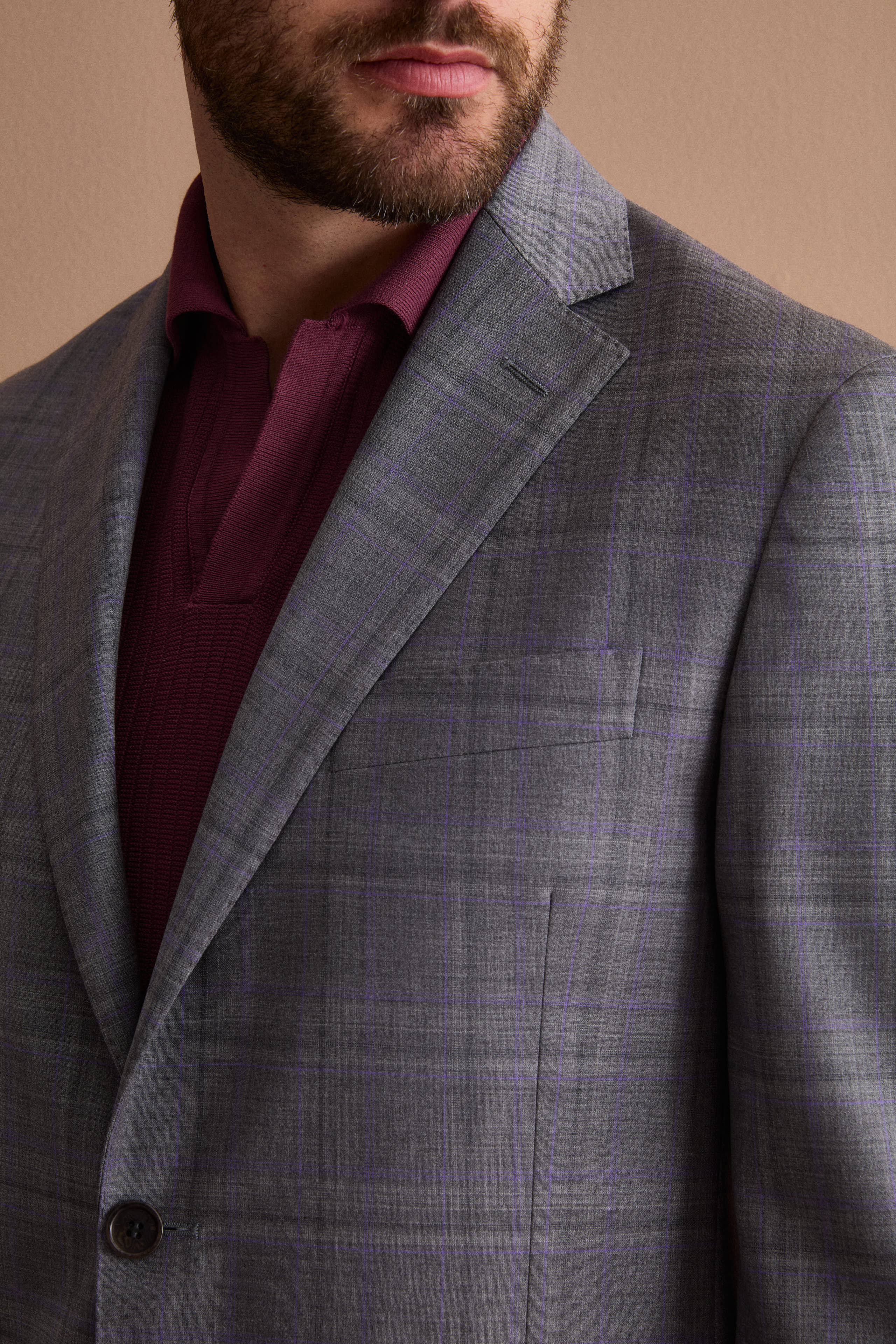 Abito Check Monopetto Foderato Regular Fit in Lana Vergine - GRIGIO QUADRI