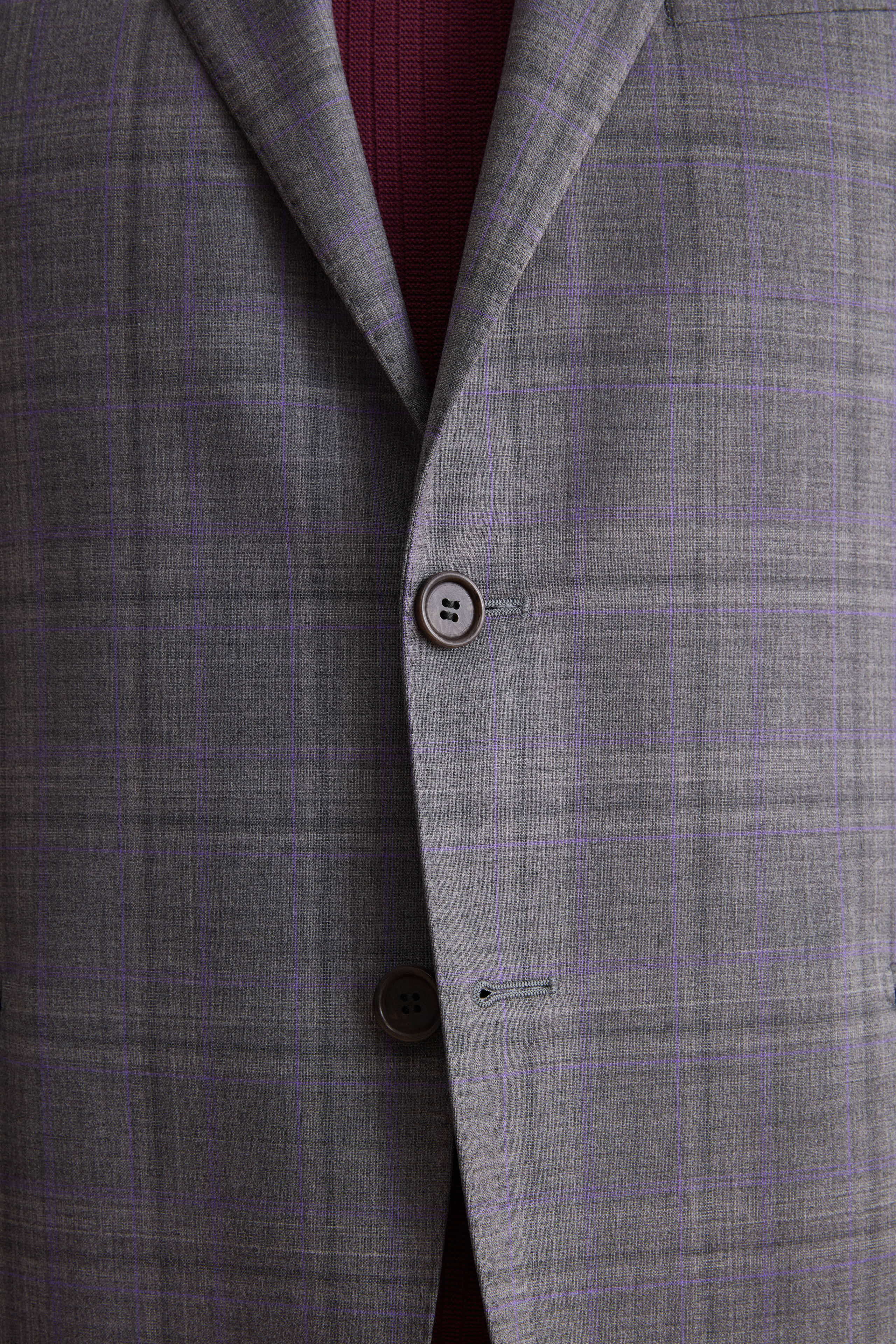 Abito Check Monopetto Foderato Regular Fit in Lana Vergine - GRIGIO QUADRI