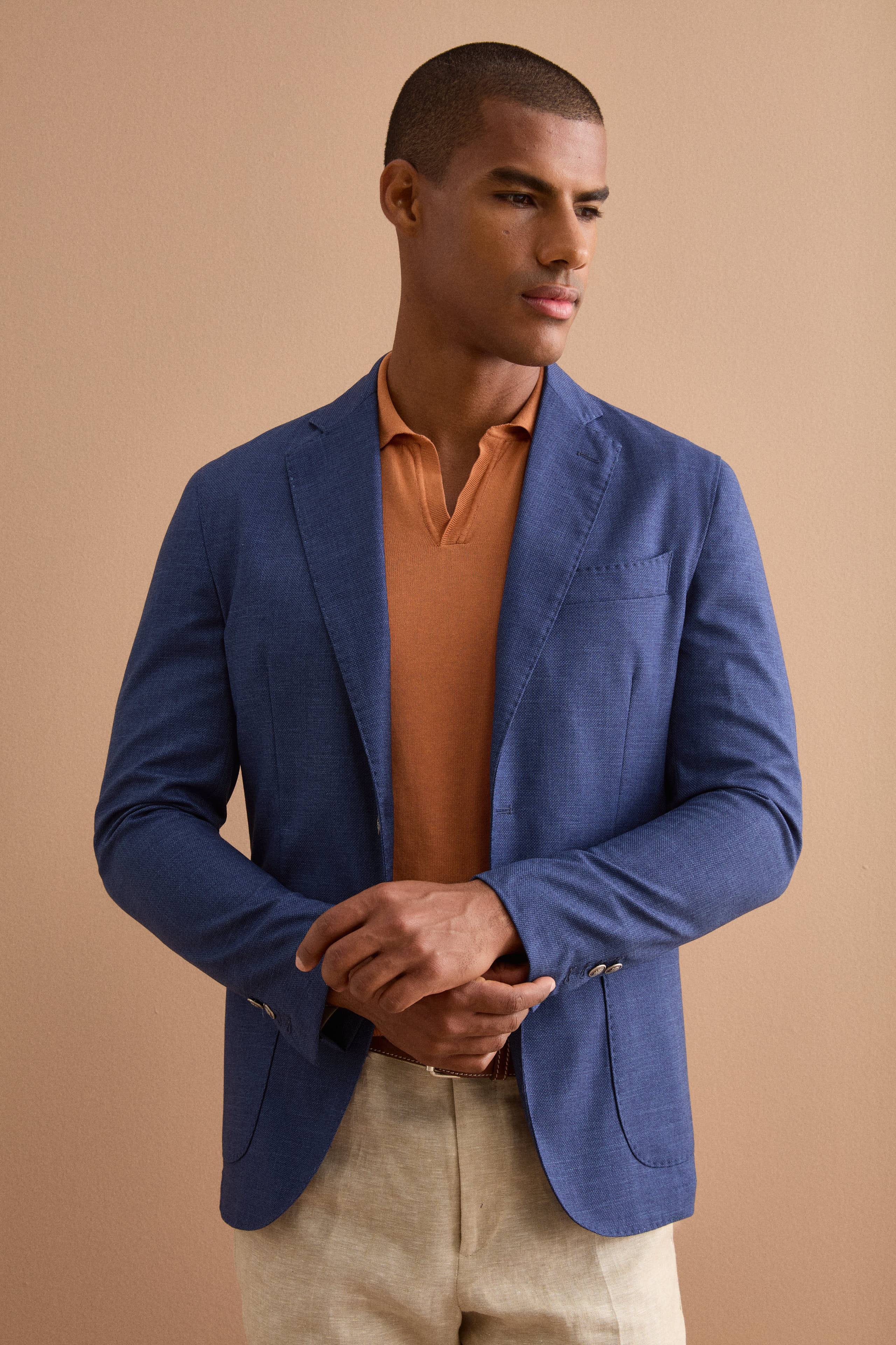 Giacca Monopetto Destrutturata in Misto Lana - DENIM