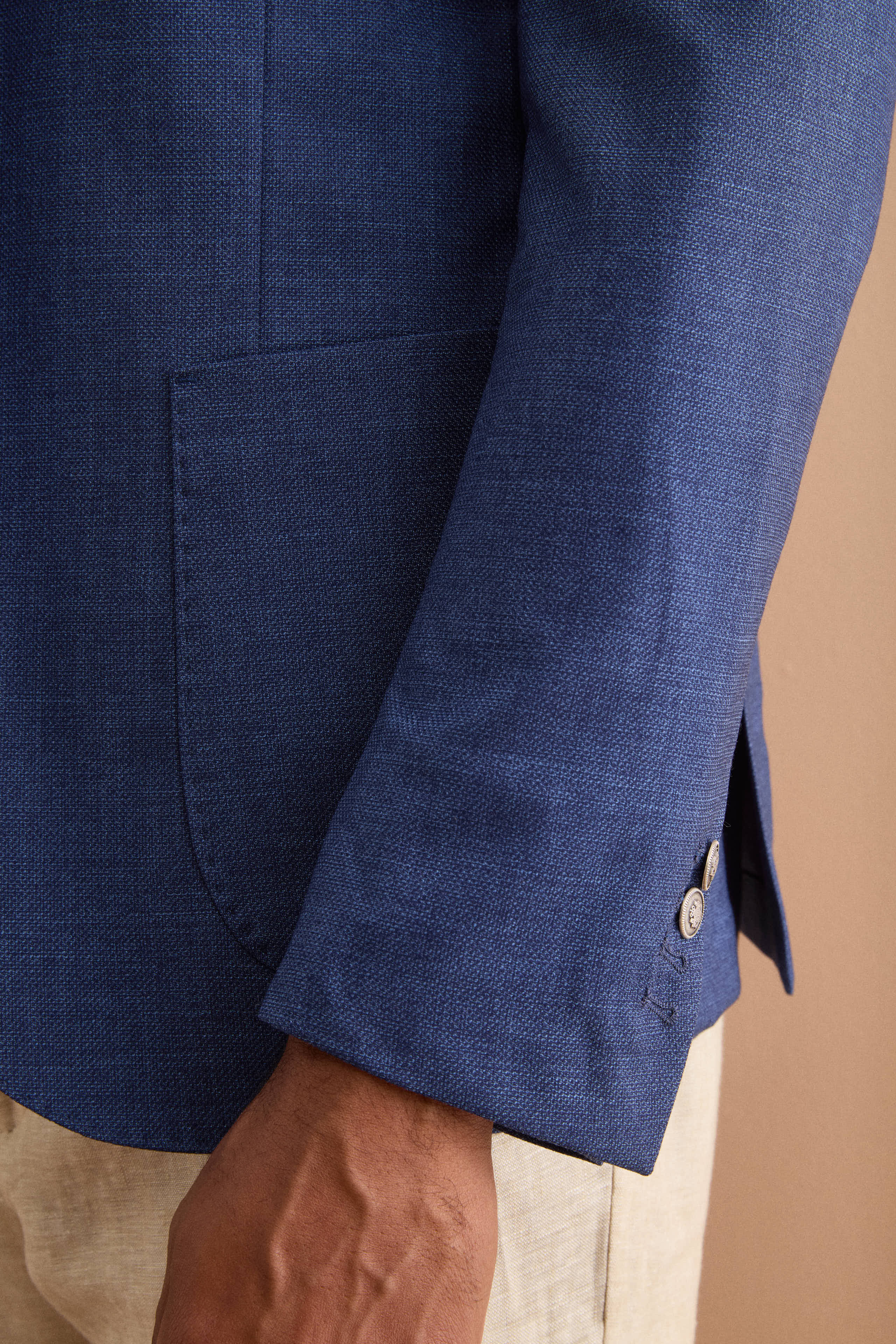 Giacca Monopetto Destrutturata in Misto Lana - DENIM