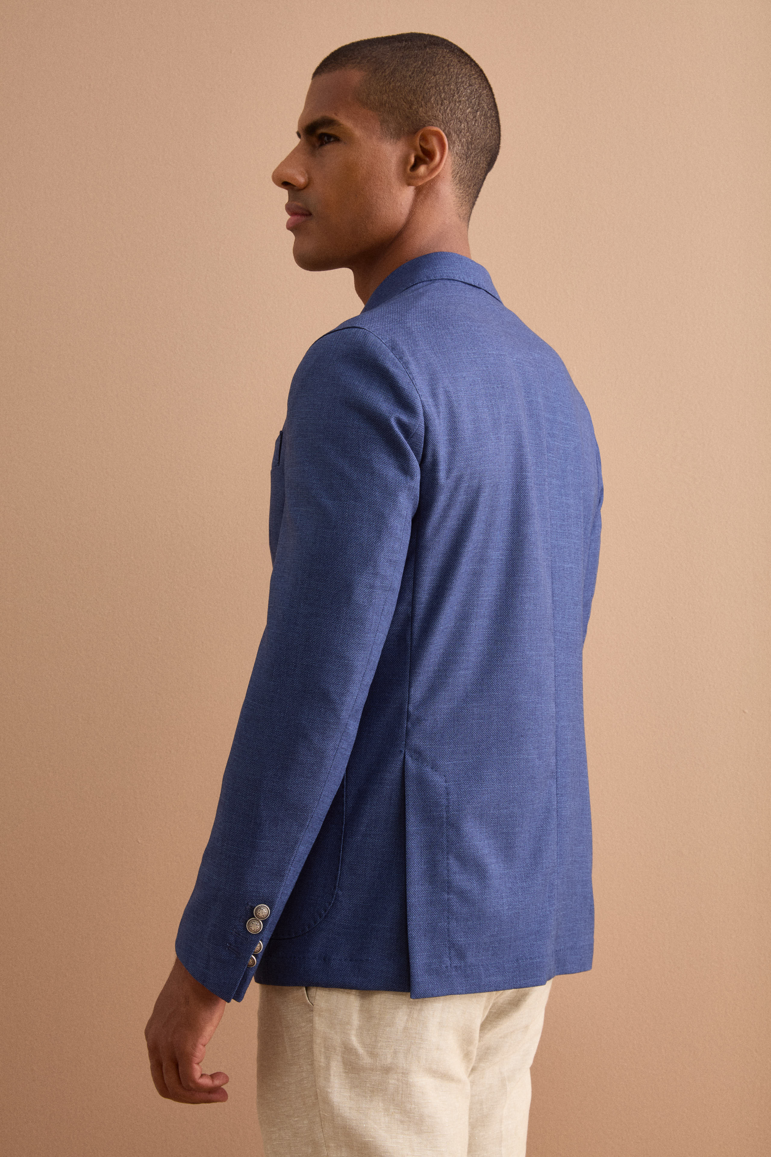 Giacca Monopetto Destrutturata in Misto Lana - DENIM