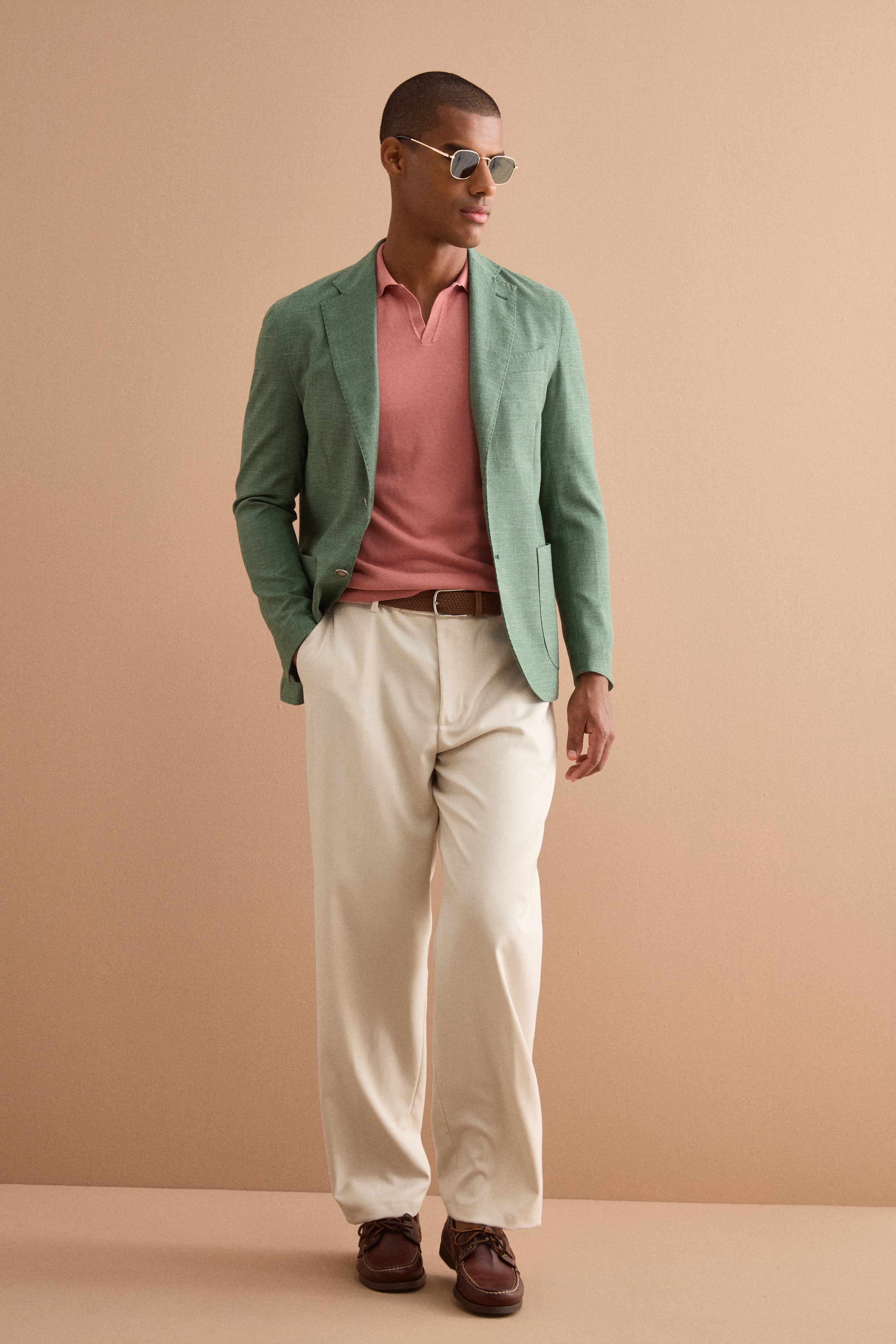 Giacca Monopetto Destrutturata in Misto Lana - VERDE