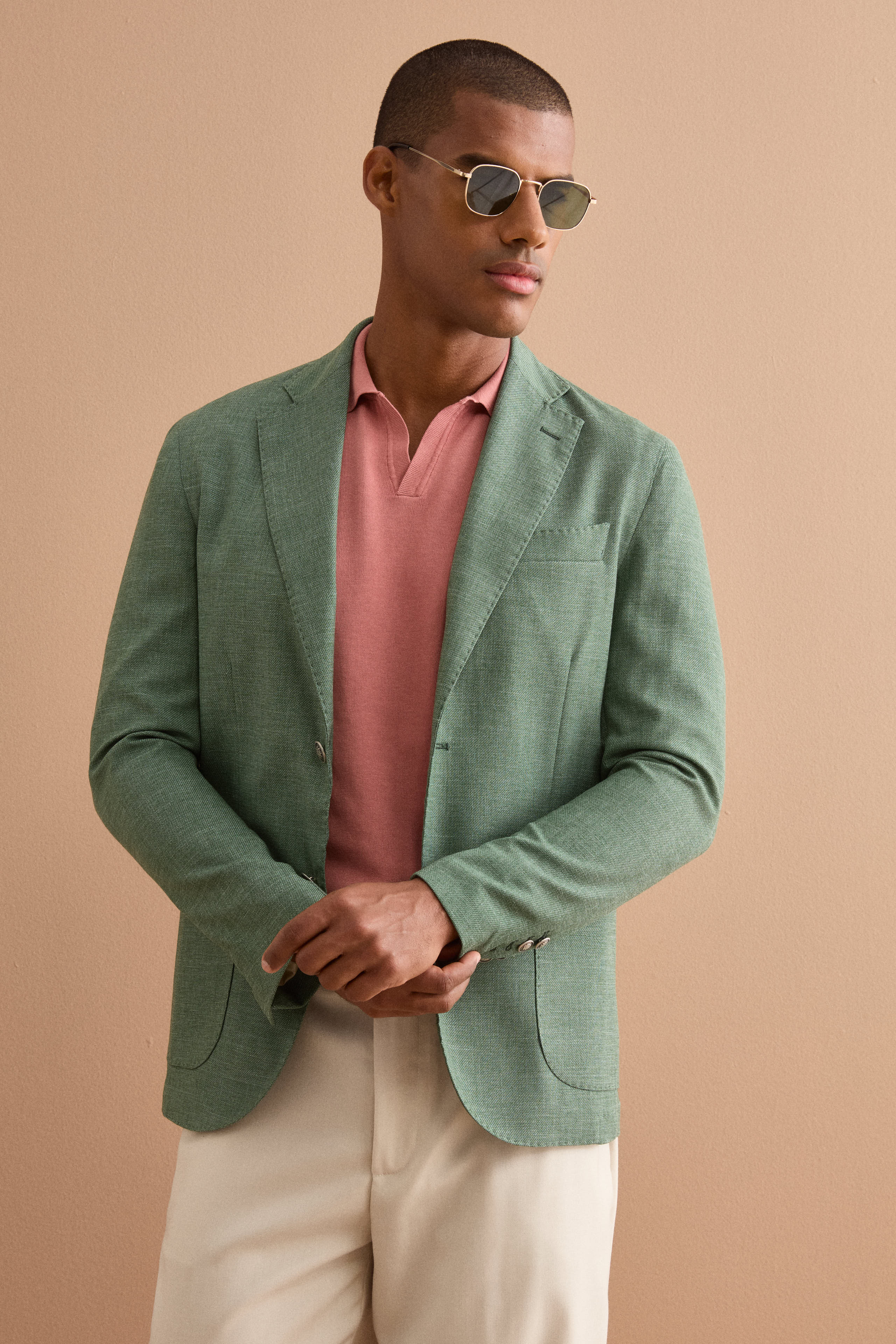 Giacca Monopetto Destrutturata in Misto Lana - VERDE