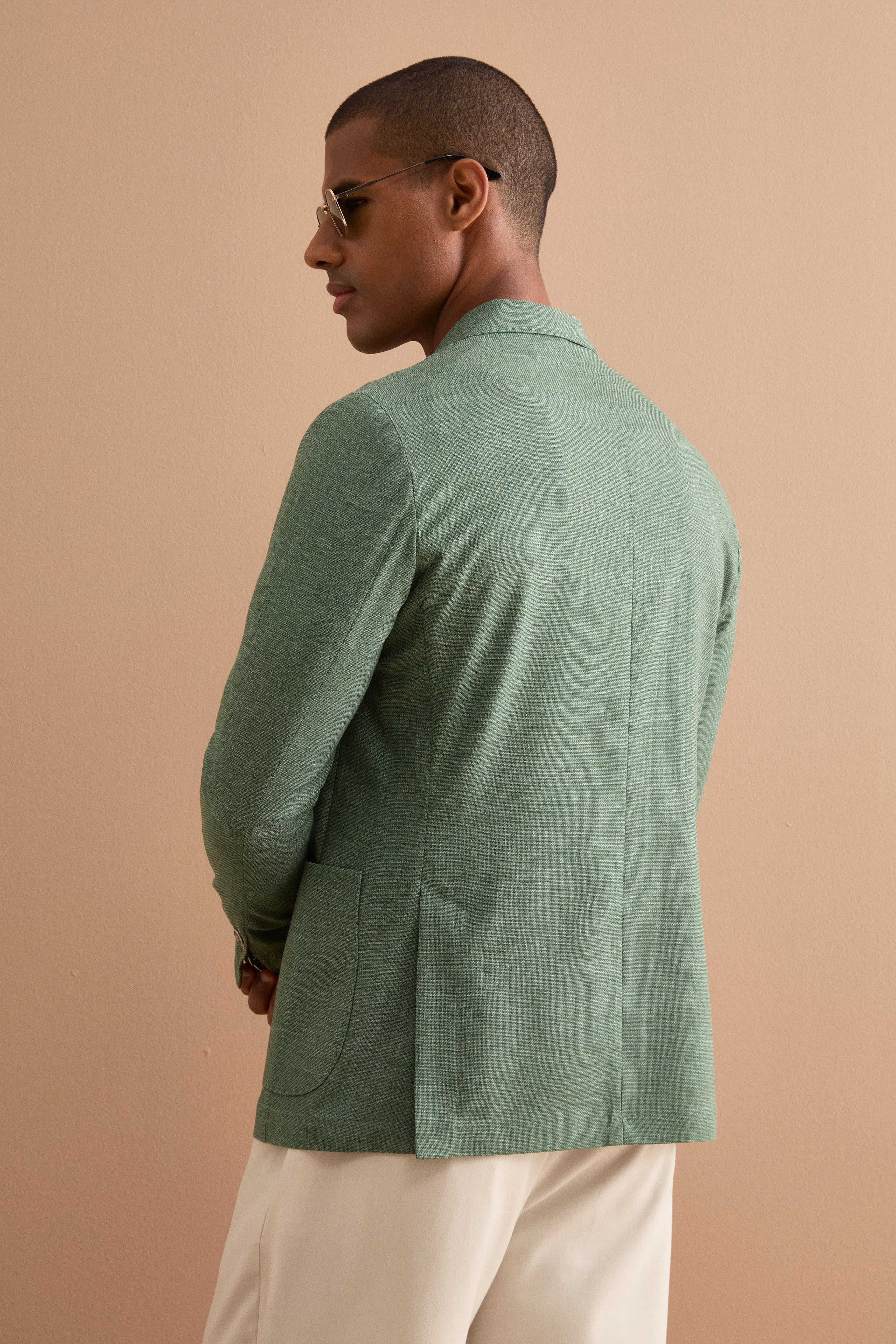 Giacca Monopetto Destrutturata in Misto Lana - VERDE