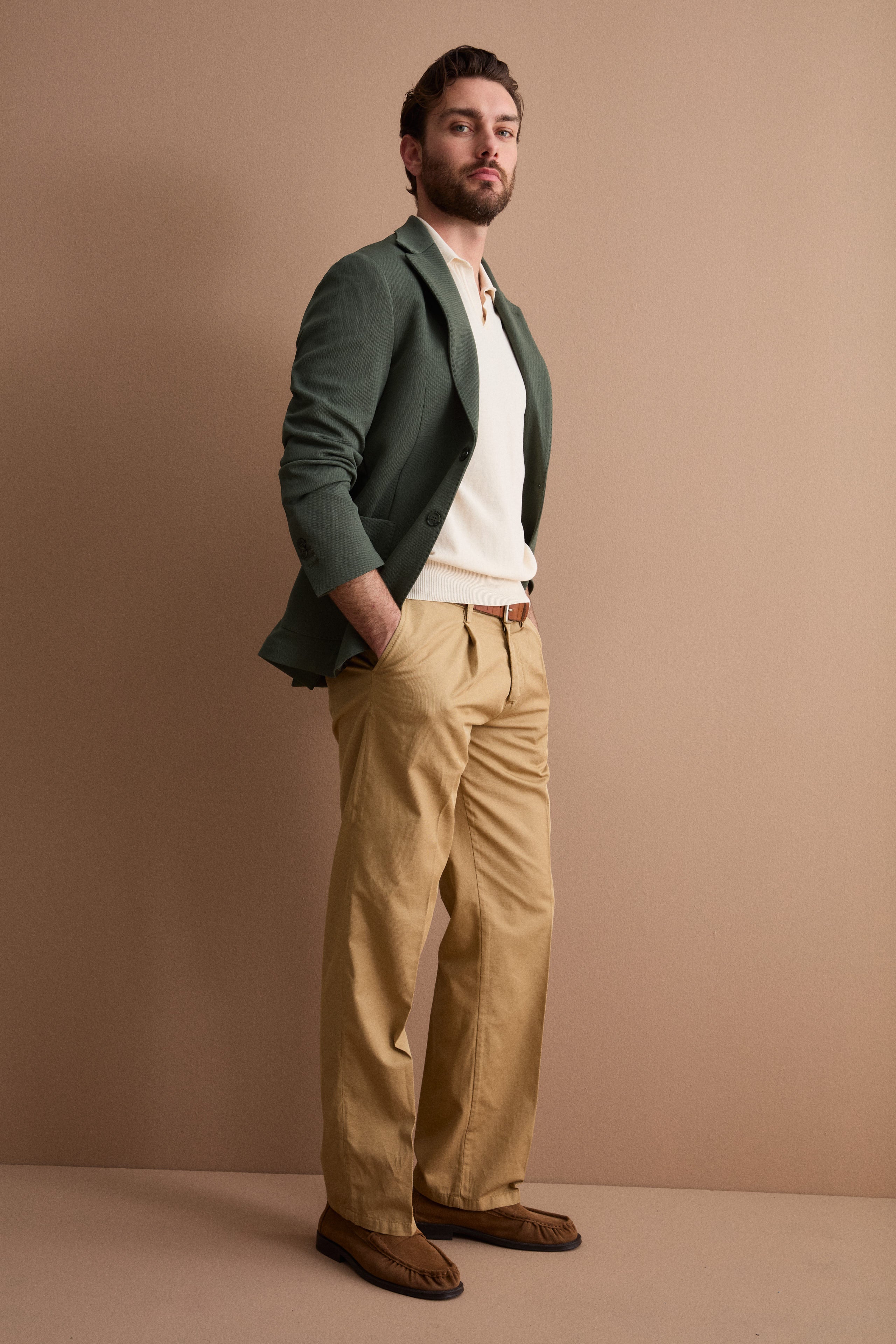 Giacca Slim Fit Semifoderata Revers Classico - VERDE