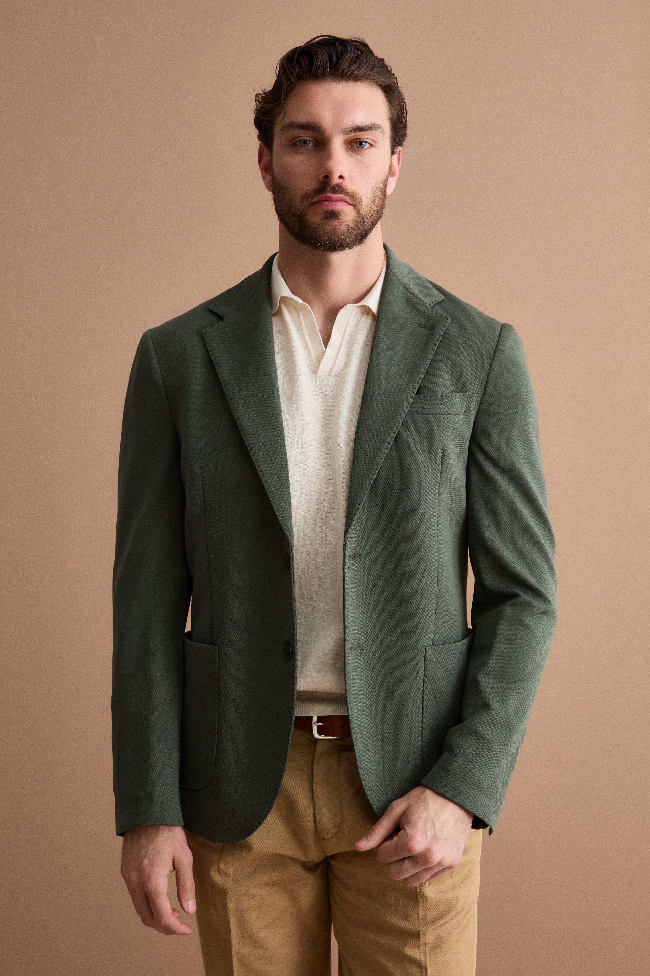Giacca Slim Fit Semifoderata Revers Classico - VERDE