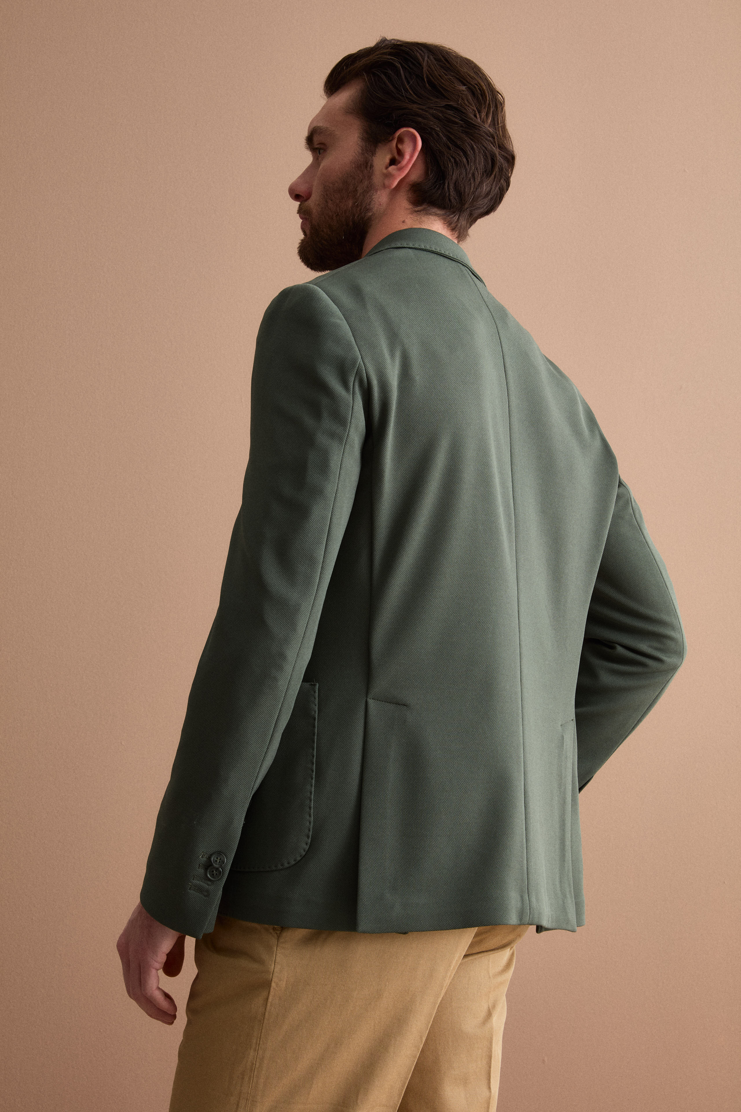 Giacca Slim Fit Semifoderata Revers Classico - VERDE