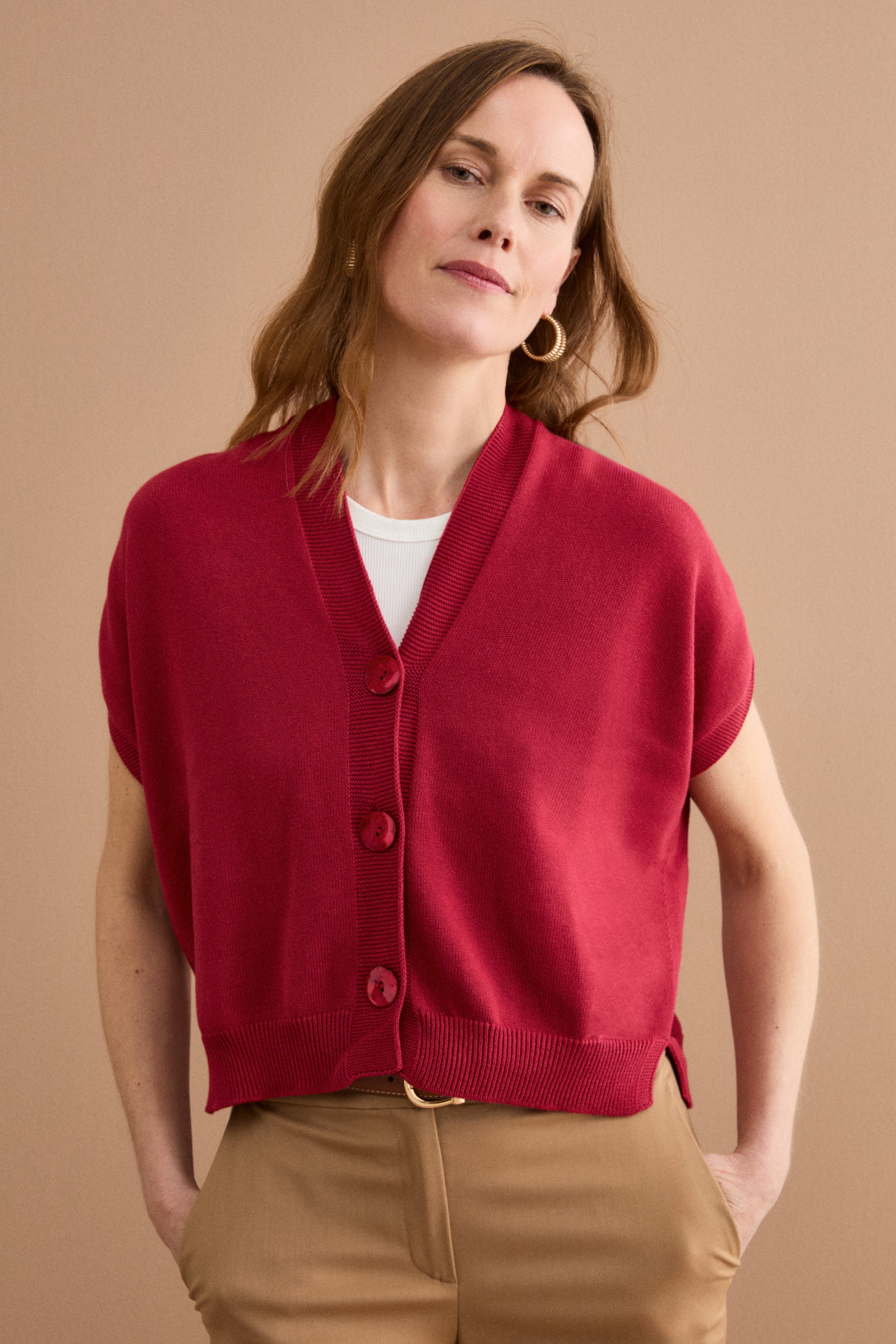 Cardigan Kimono in Cotone - BORDEAUX