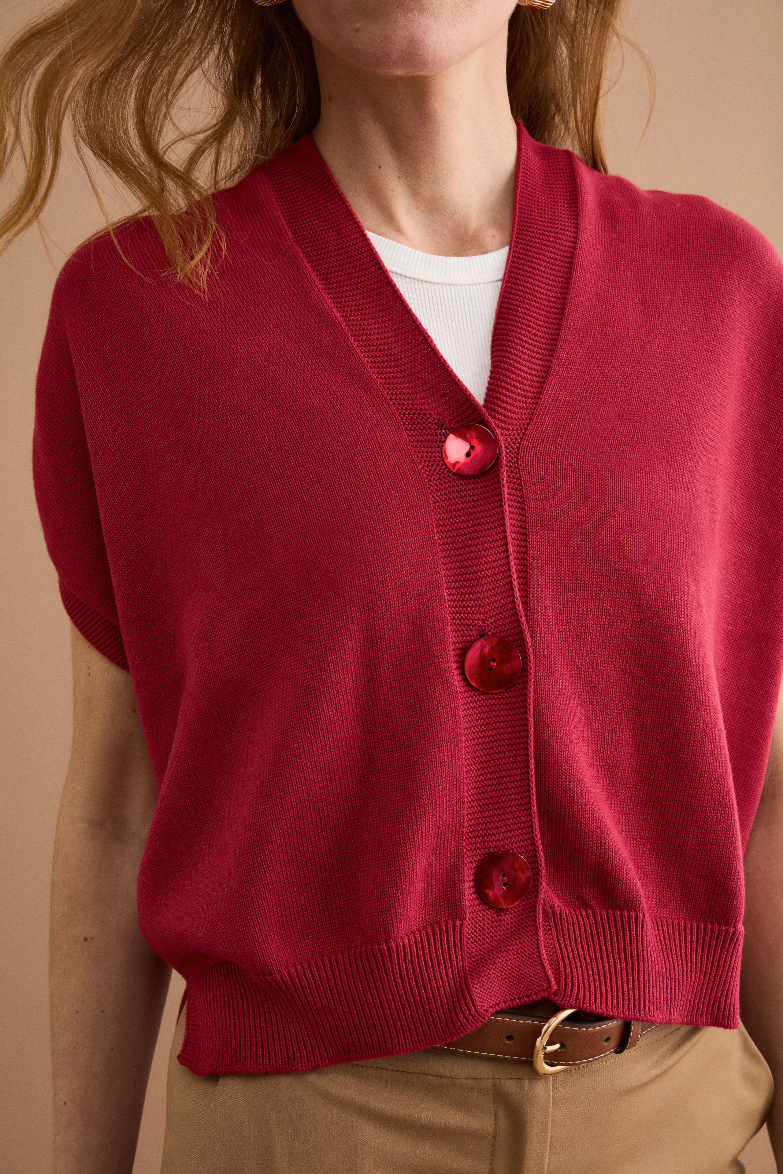 Cardigan Kimono in Cotone - BORDEAUX