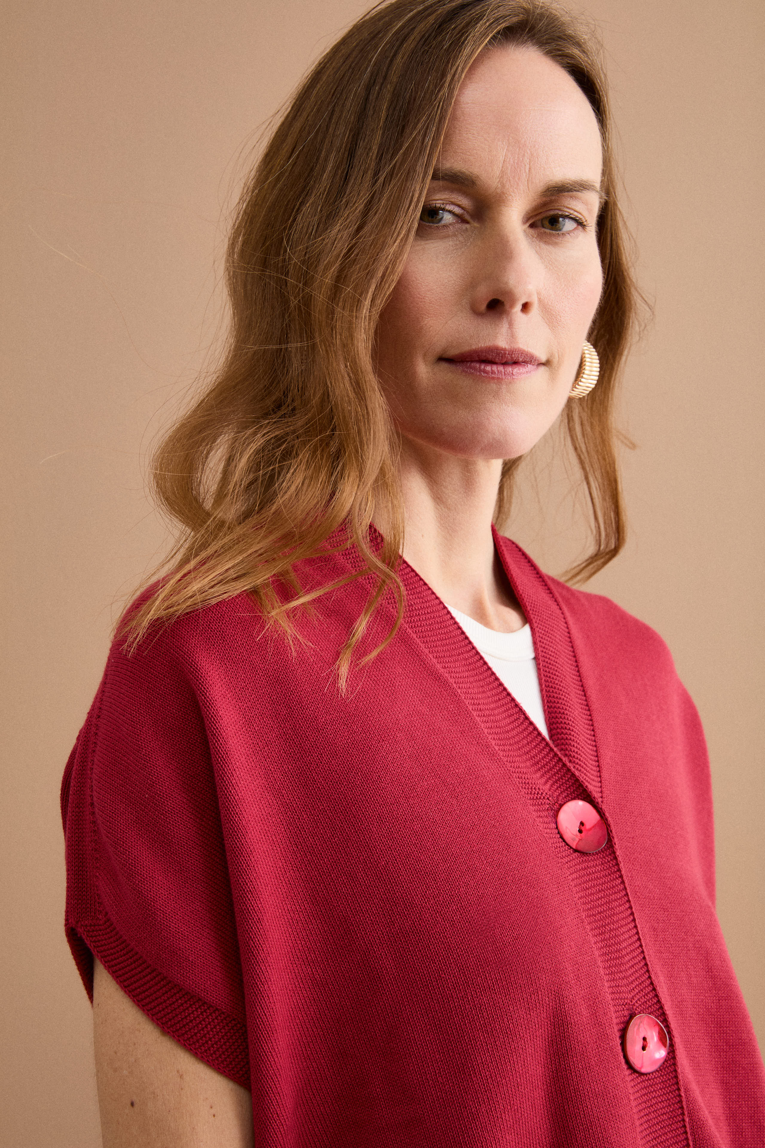 Cardigan Kimono in Cotone - BORDEAUX