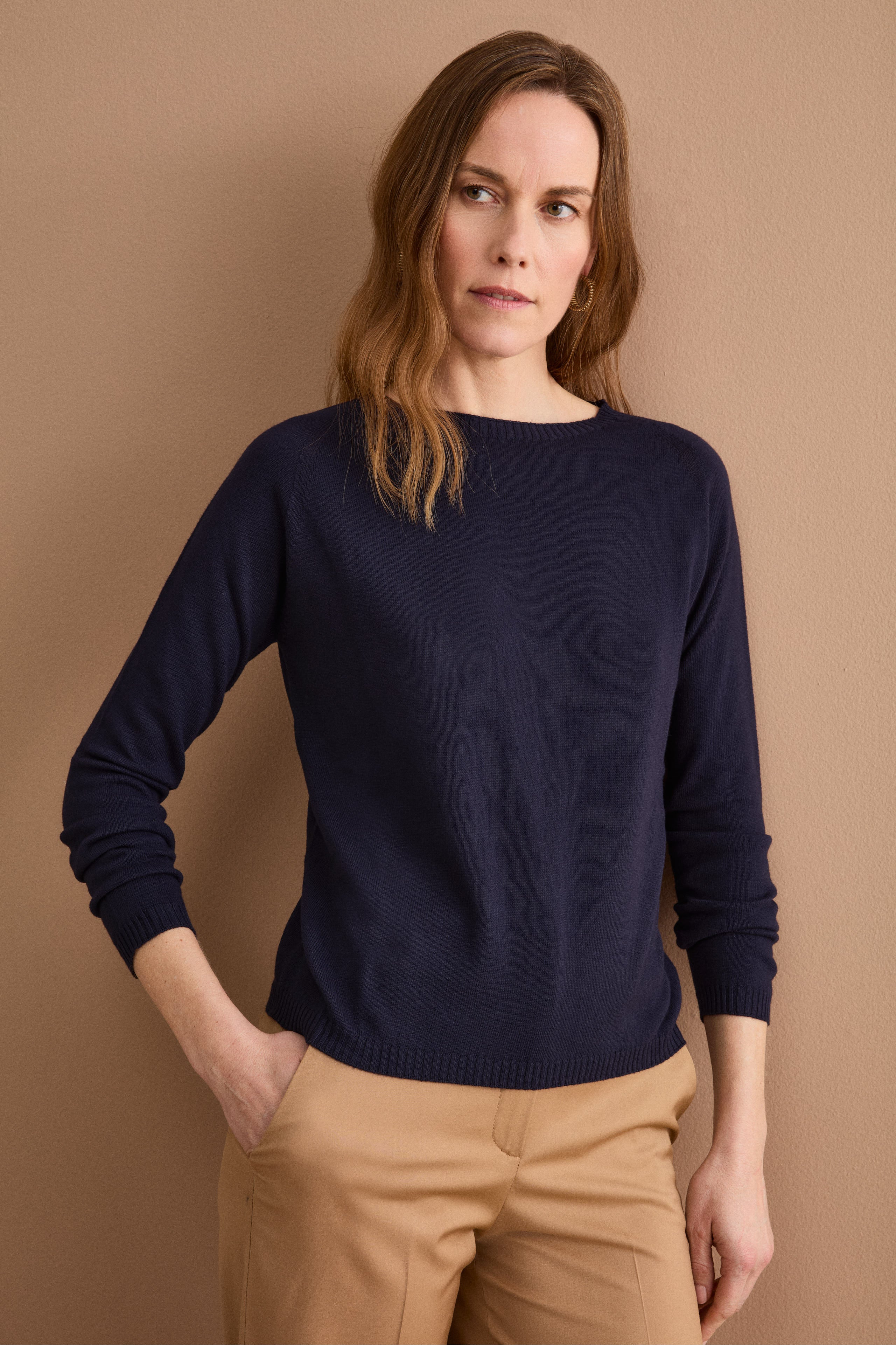 Maglia Barchetta in Cotone con Manica Raglan - BLU