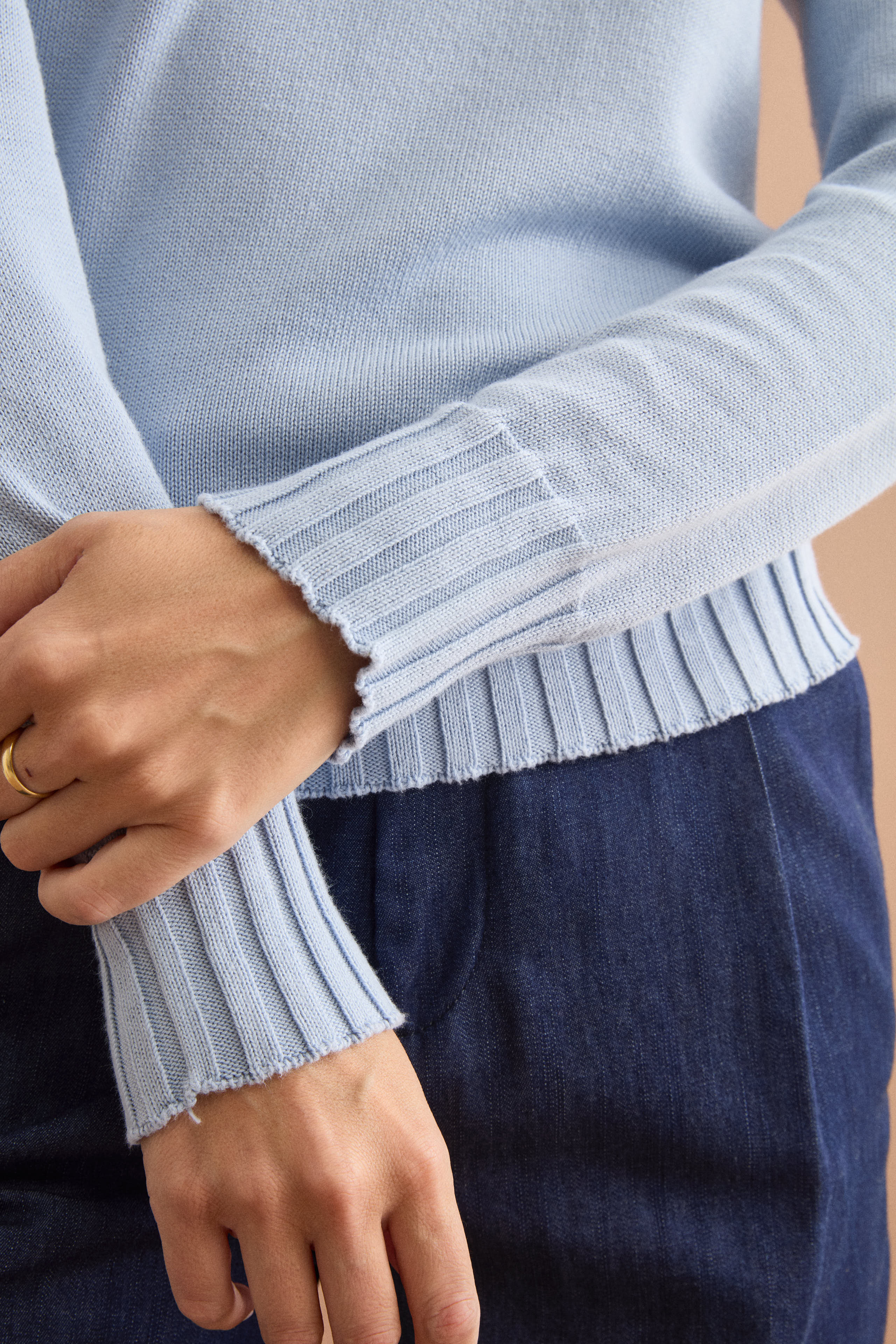 Maglia Barchetta in Cotone con Manica Raglan - AZZURRO