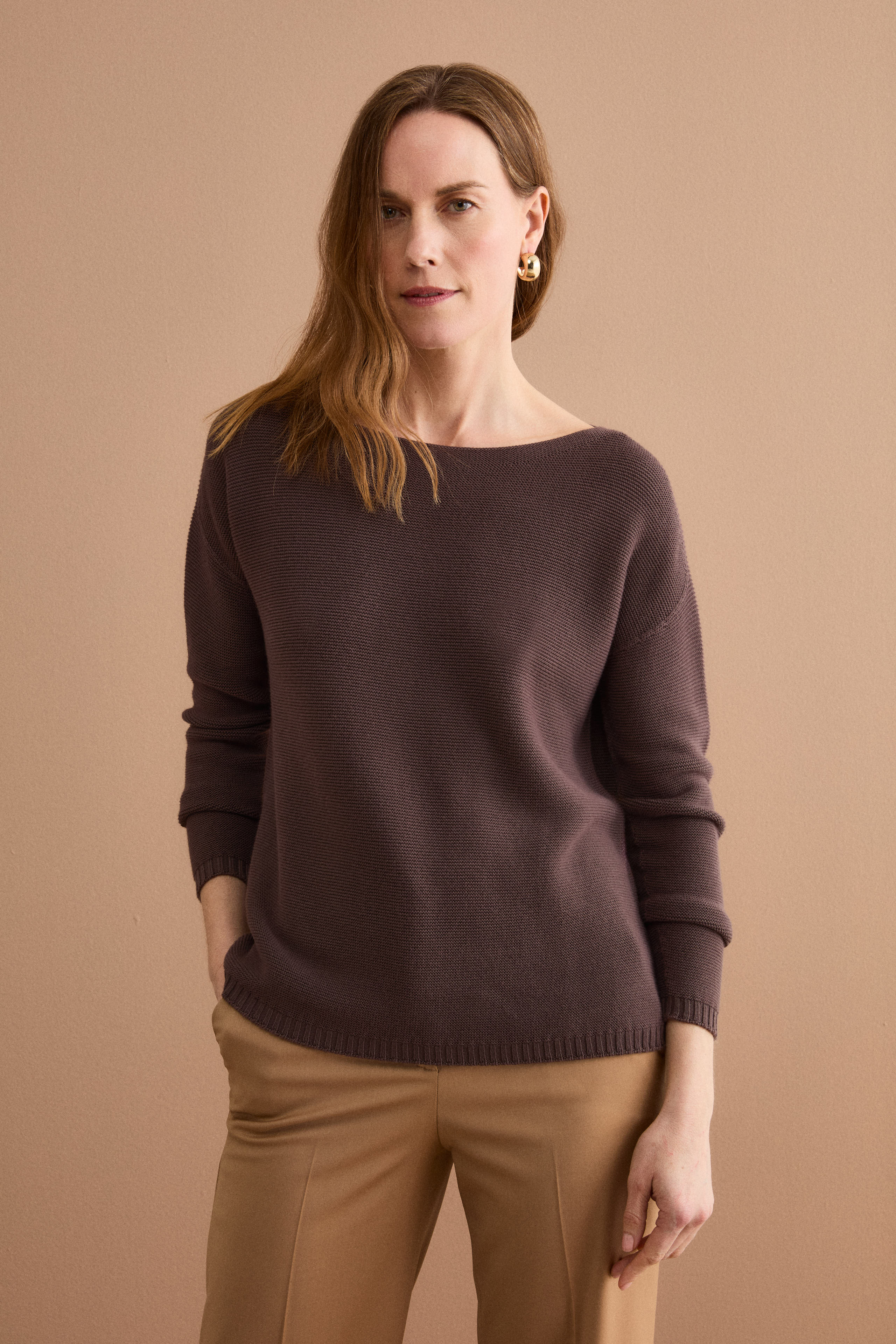 Maglia Links in Cotone con Scollo Barchetta - TERRA