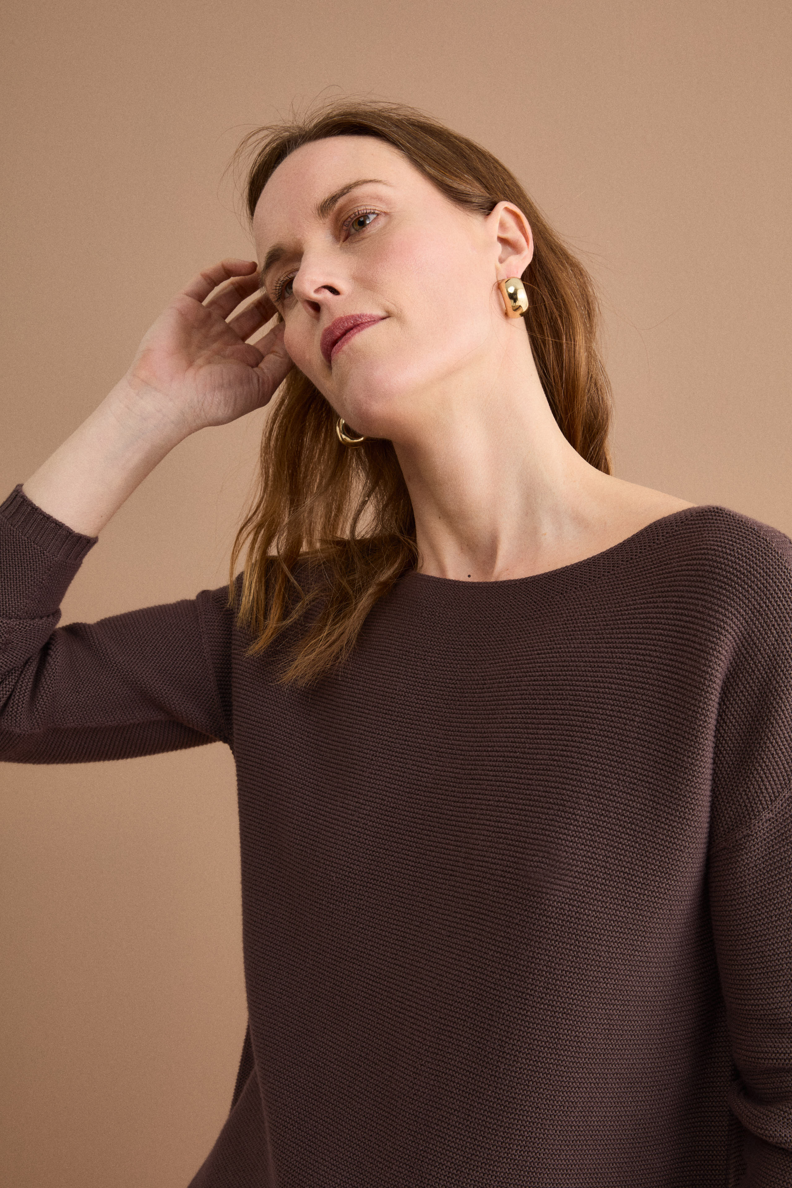 Maglia Links in Cotone con Scollo Barchetta - TERRA