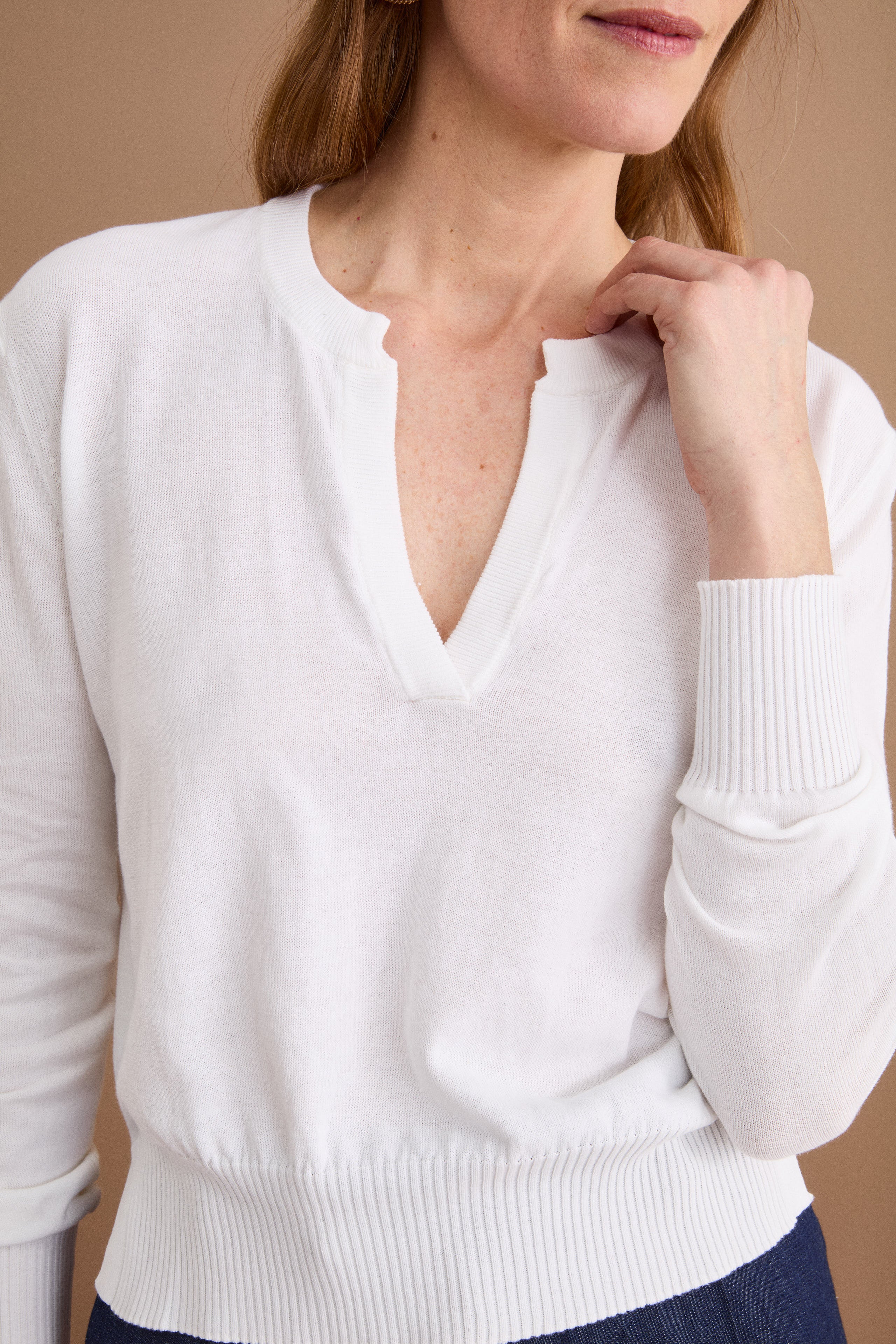 Polo Boxy Serafino in Cotone con Manica Lunga - BIANCO