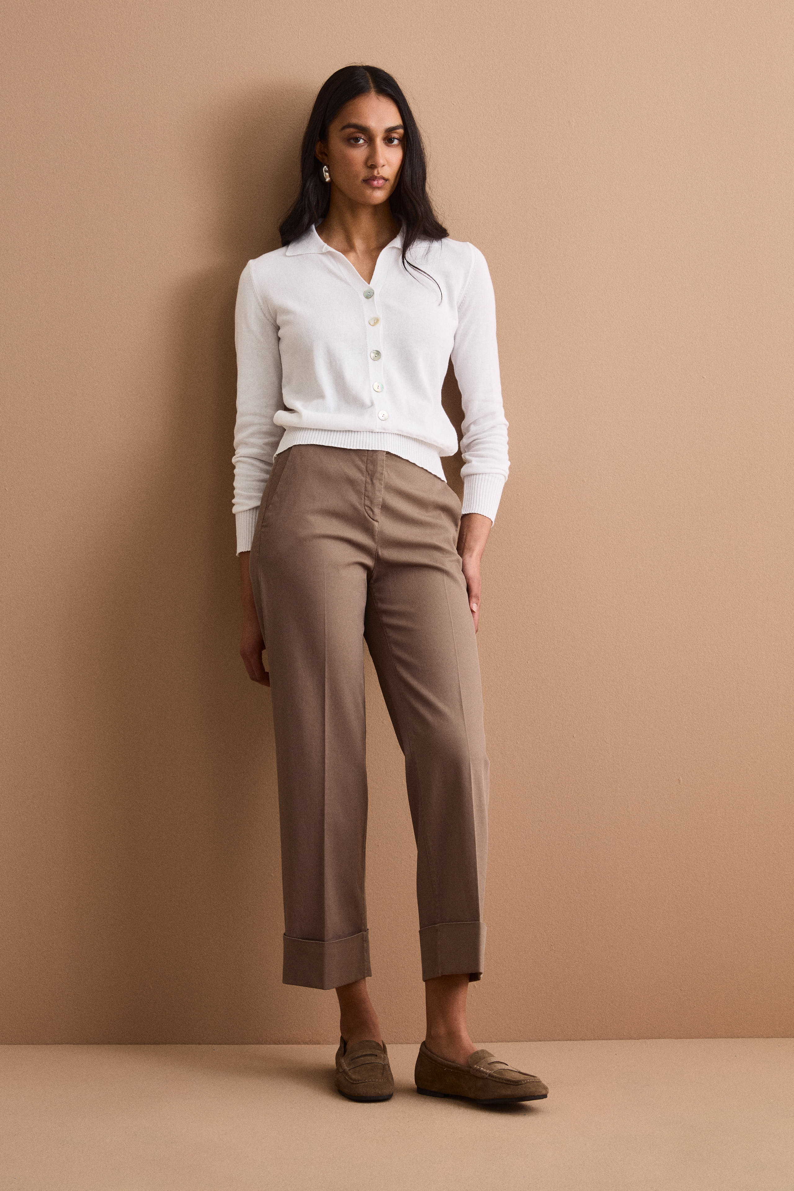 Cardigan Polo in Cotone - BIANCO