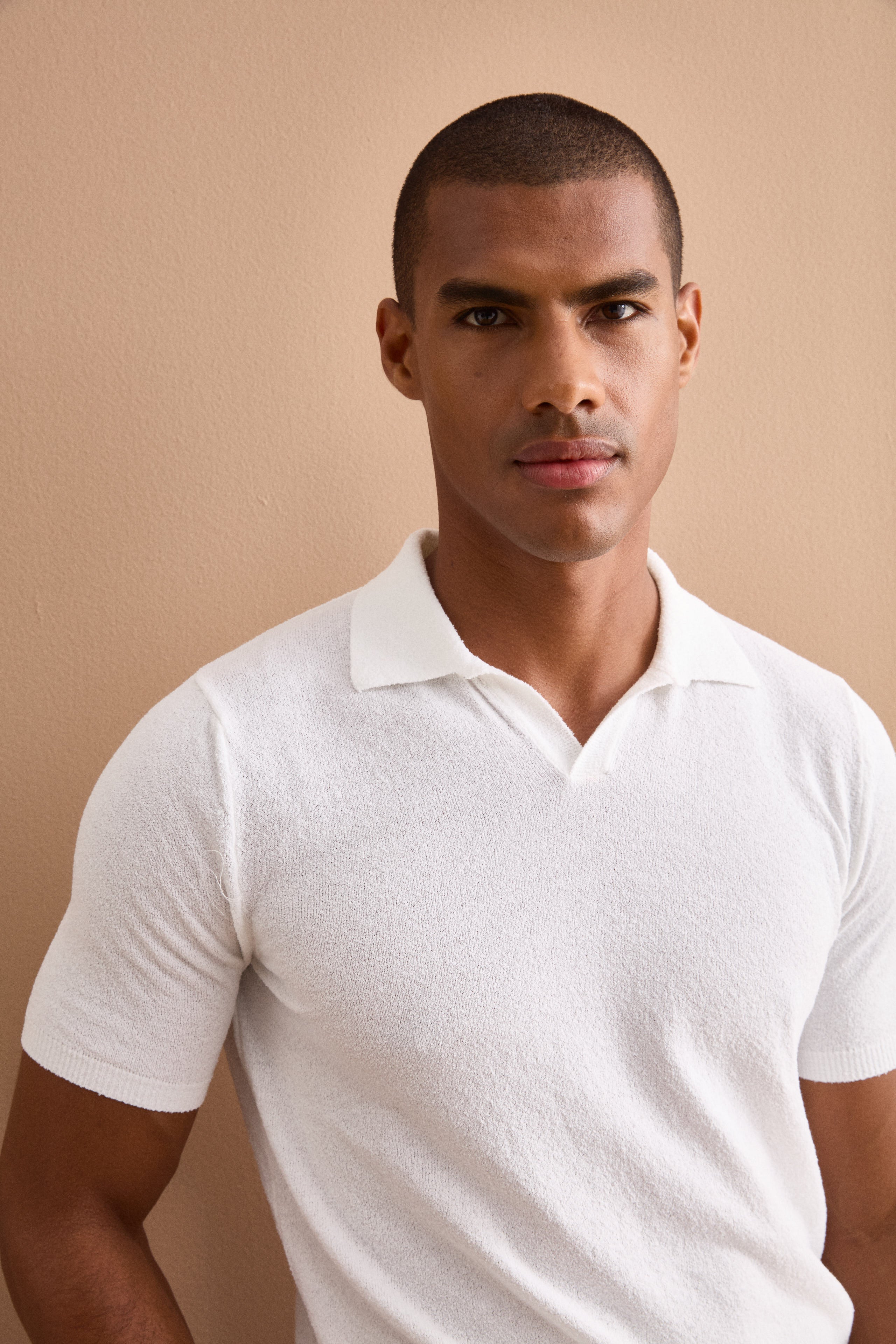 Polo Derby in Cotone Bouclé - BIANCO