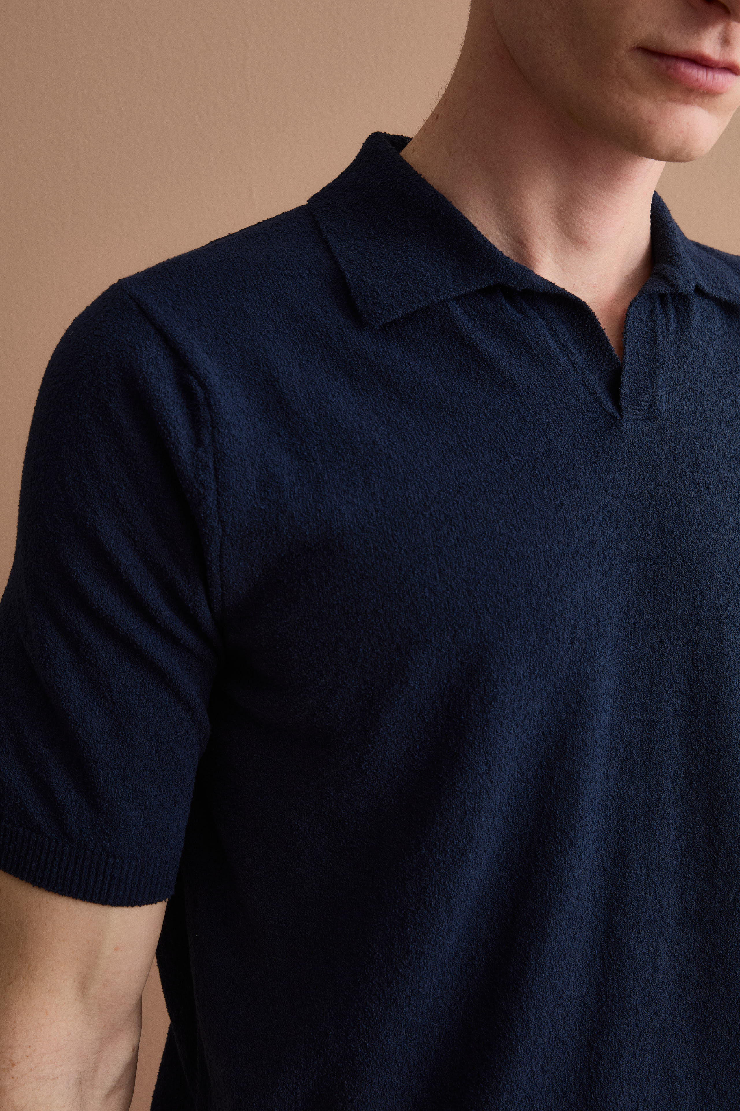 Polo Derby in Cotone Bouclé - BLU