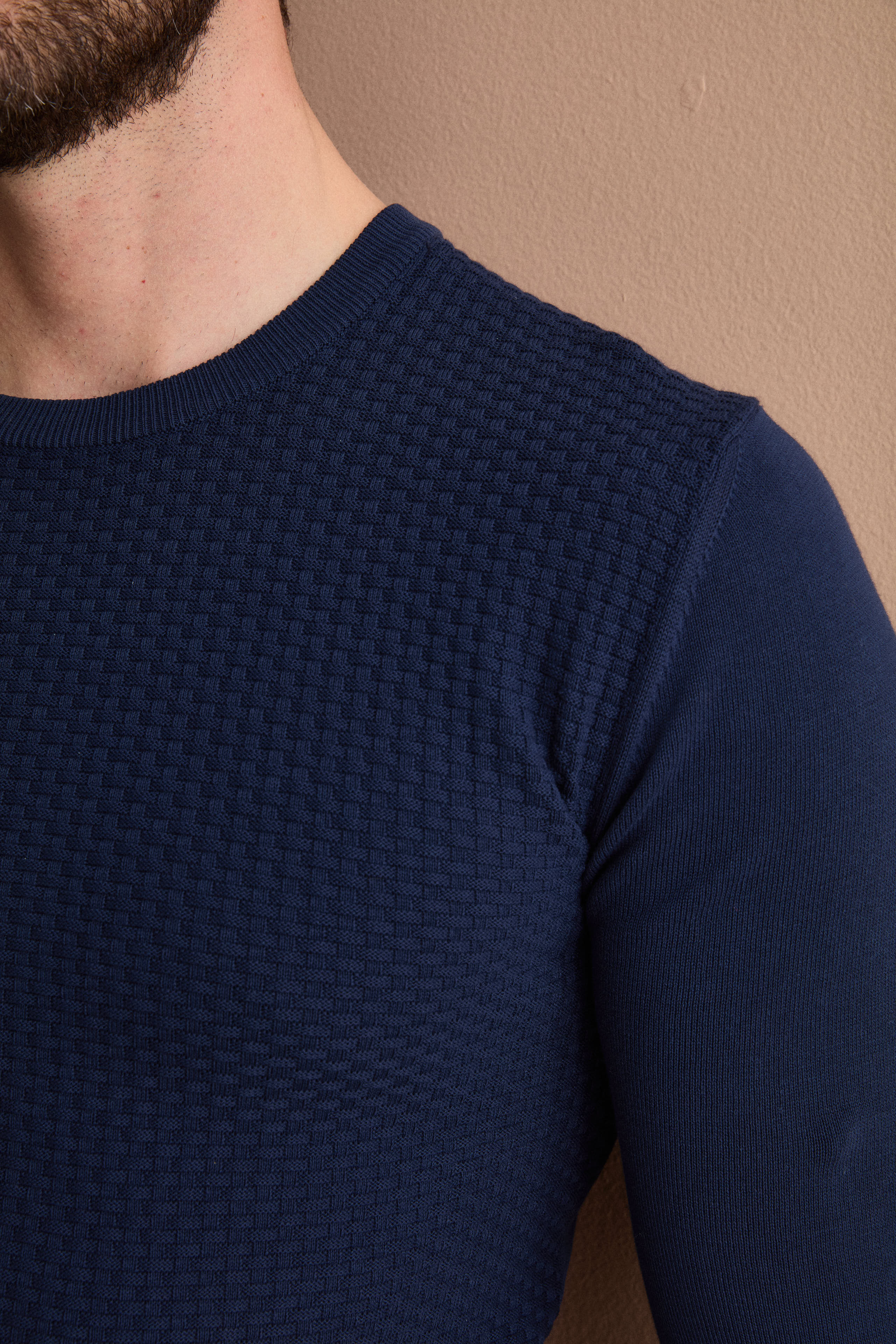 Maglia Girocollo in Cotone Crêpe - BLU