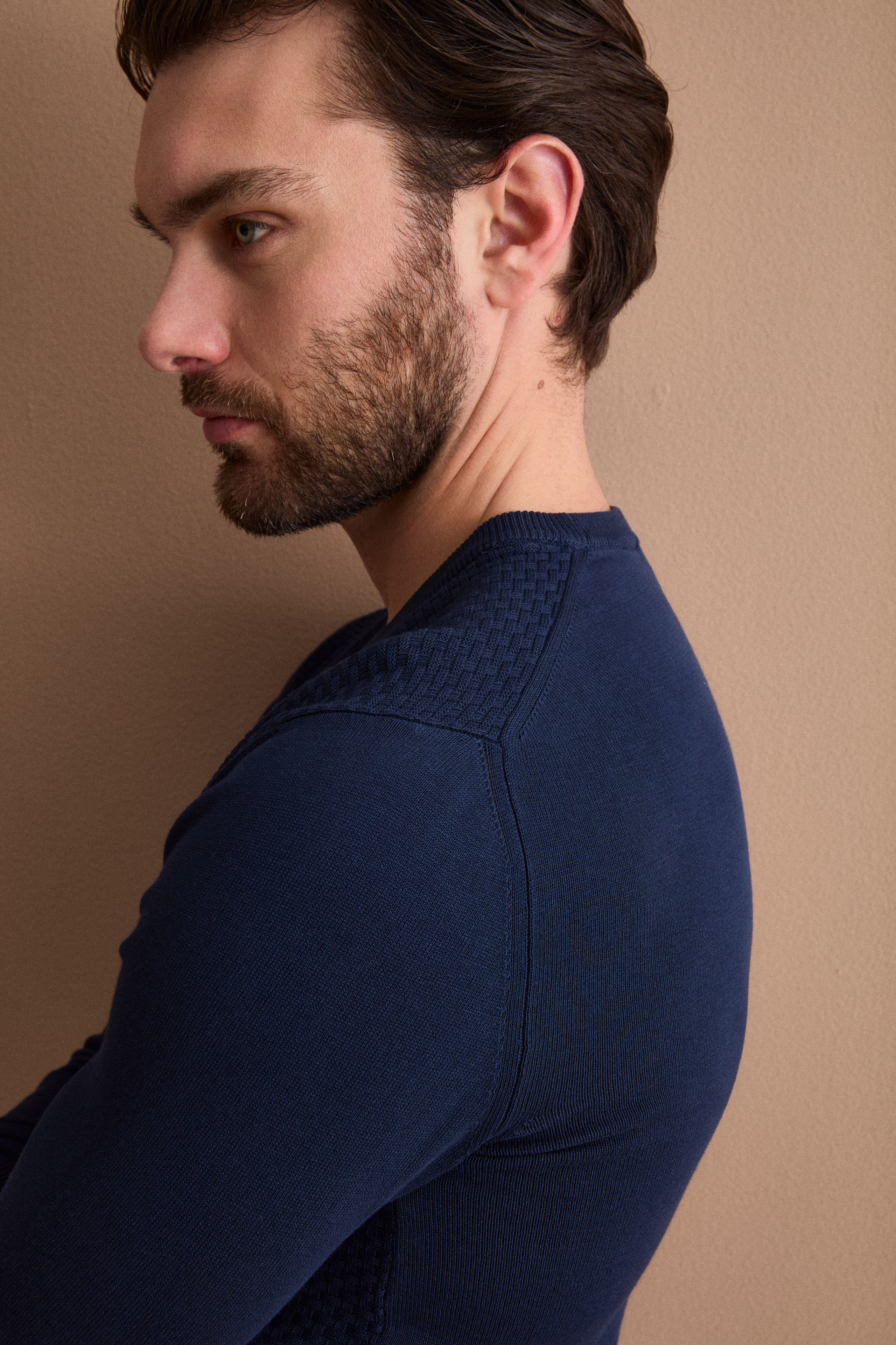 Maglia Girocollo in Cotone Crêpe - BLU