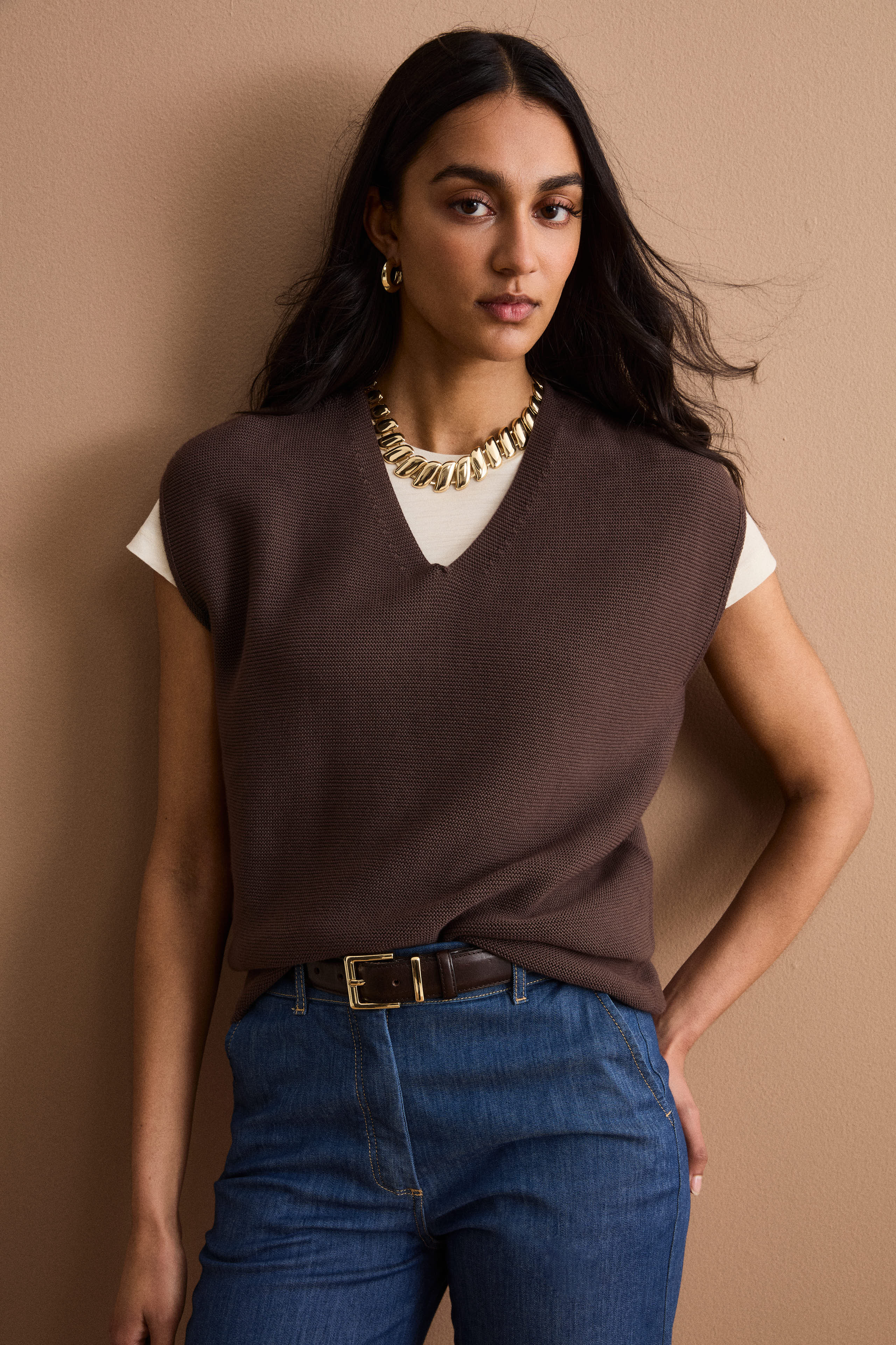 Gilet Links con Scollo a V in Cotone - TERRA