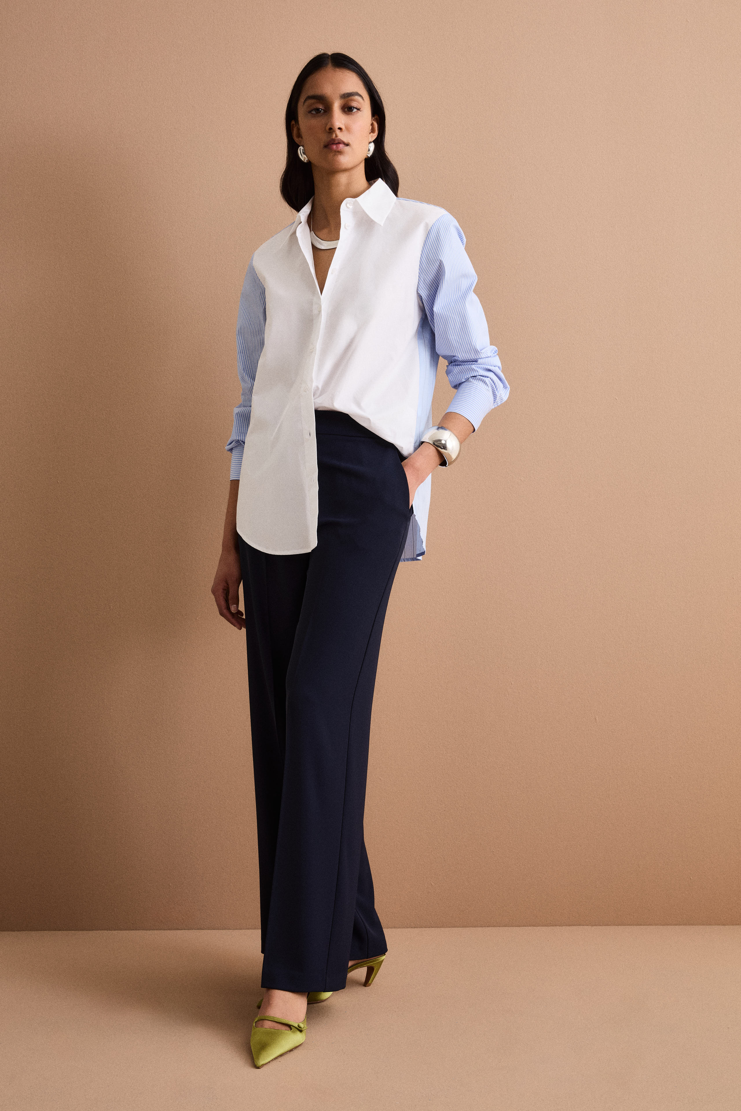 Camicia Patchwork Over in Cotone - FANT. AZZURRO